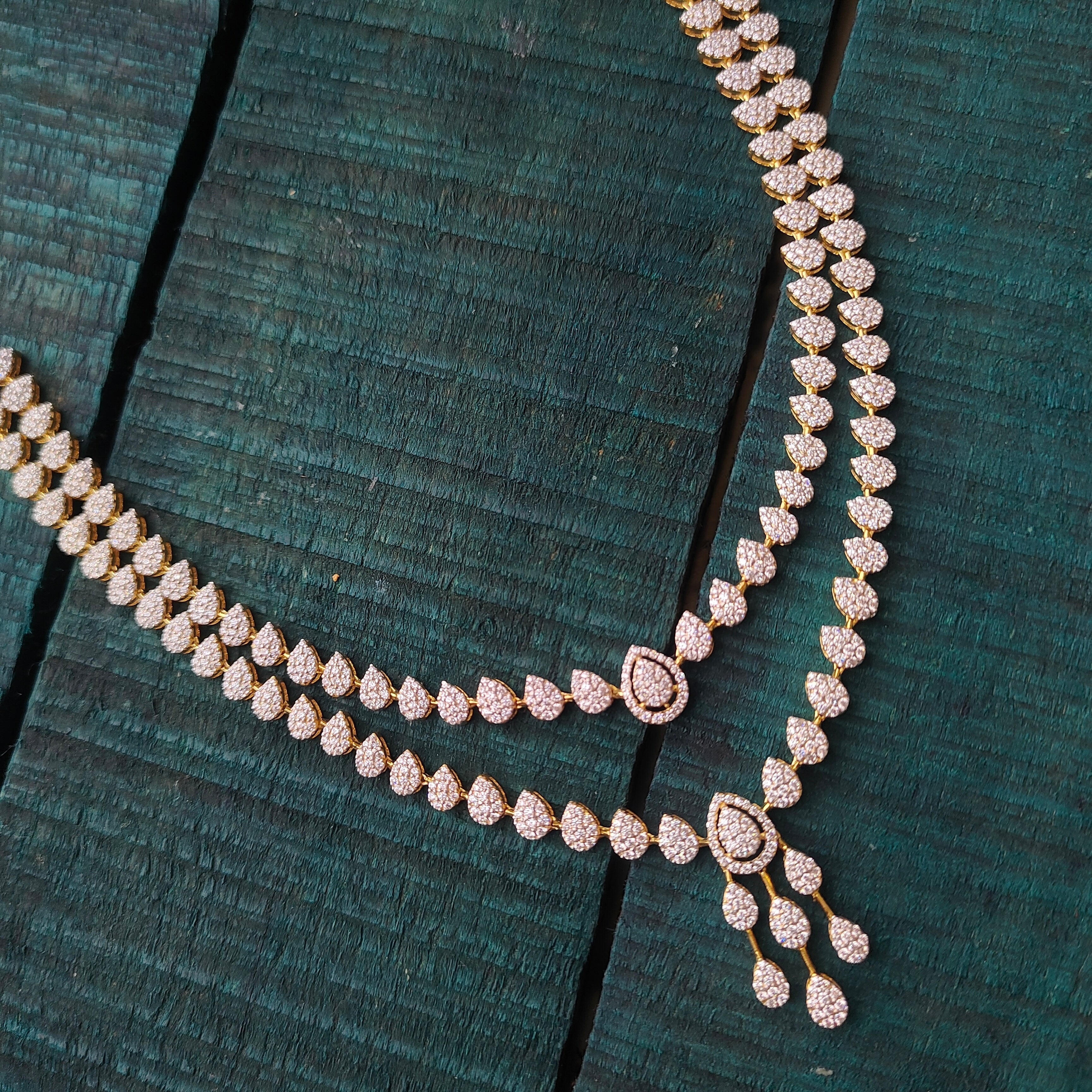 2 layer Theia Necklace with earring - 0075 - BCOS Its Silver