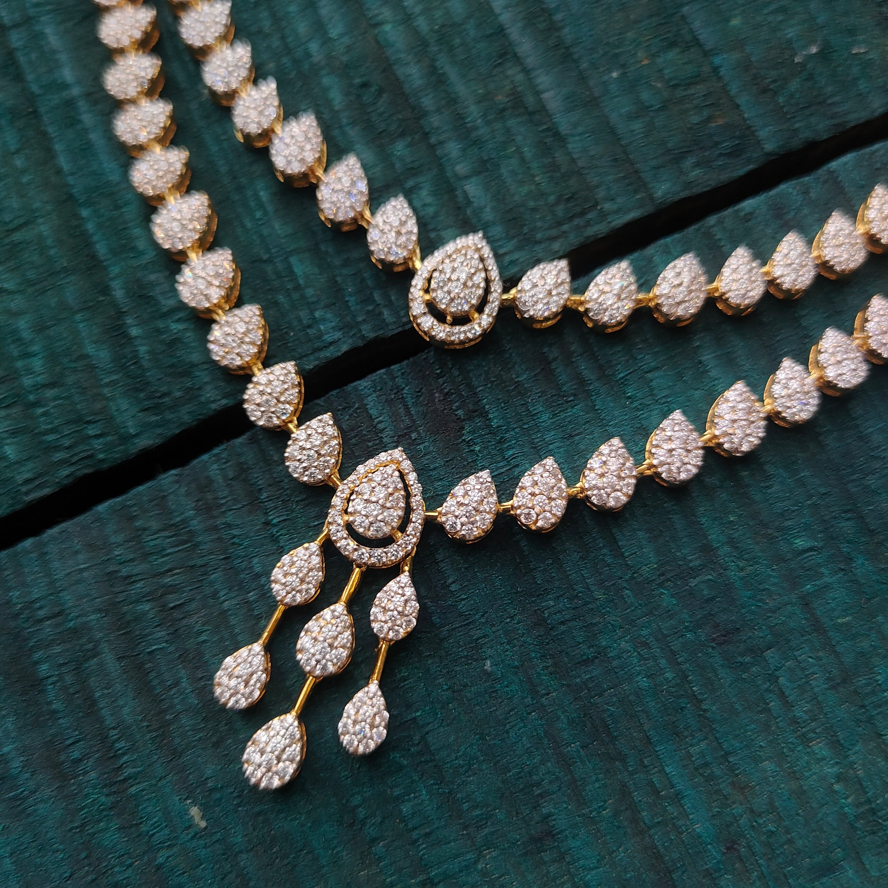 2 layer Theia Necklace with earring - 0075 - BCOS Its Silver