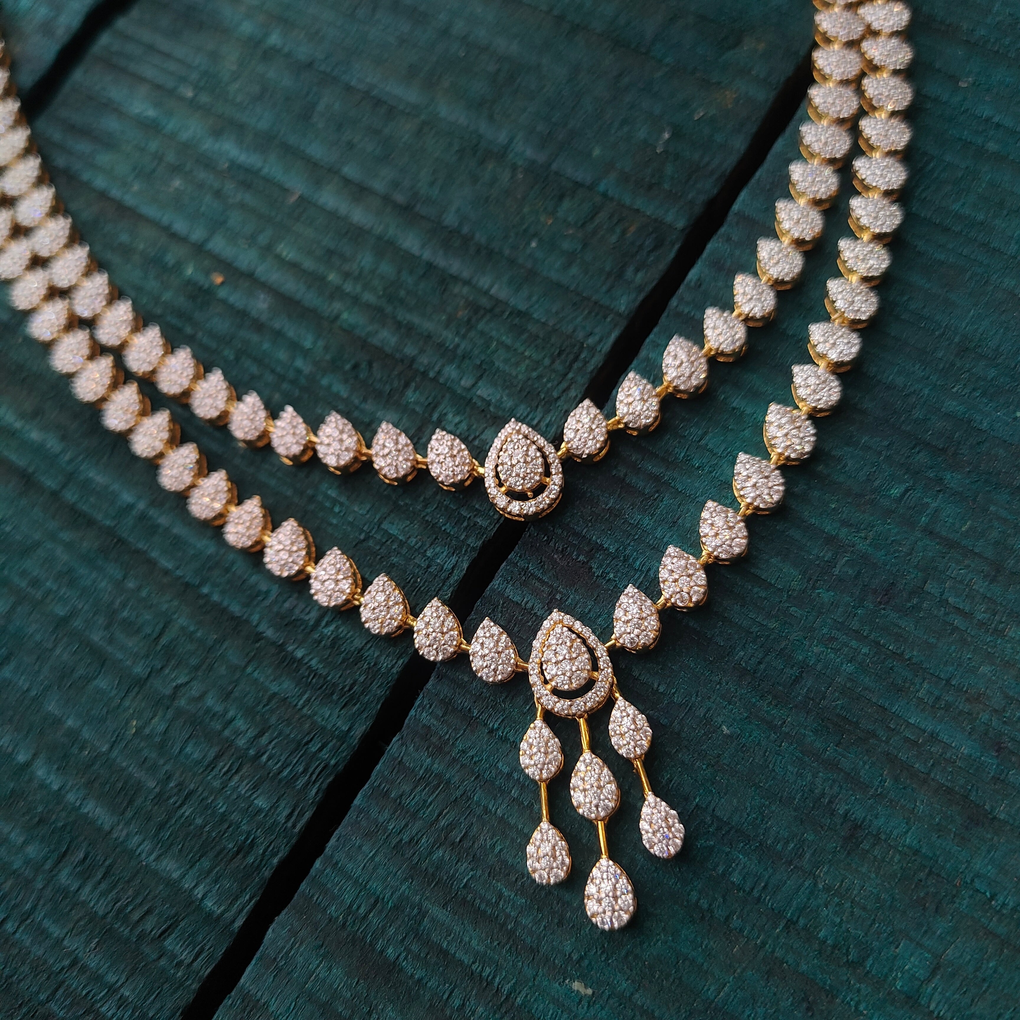 2 layer Theia Necklace with earring - 0075 - BCOS Its Silver