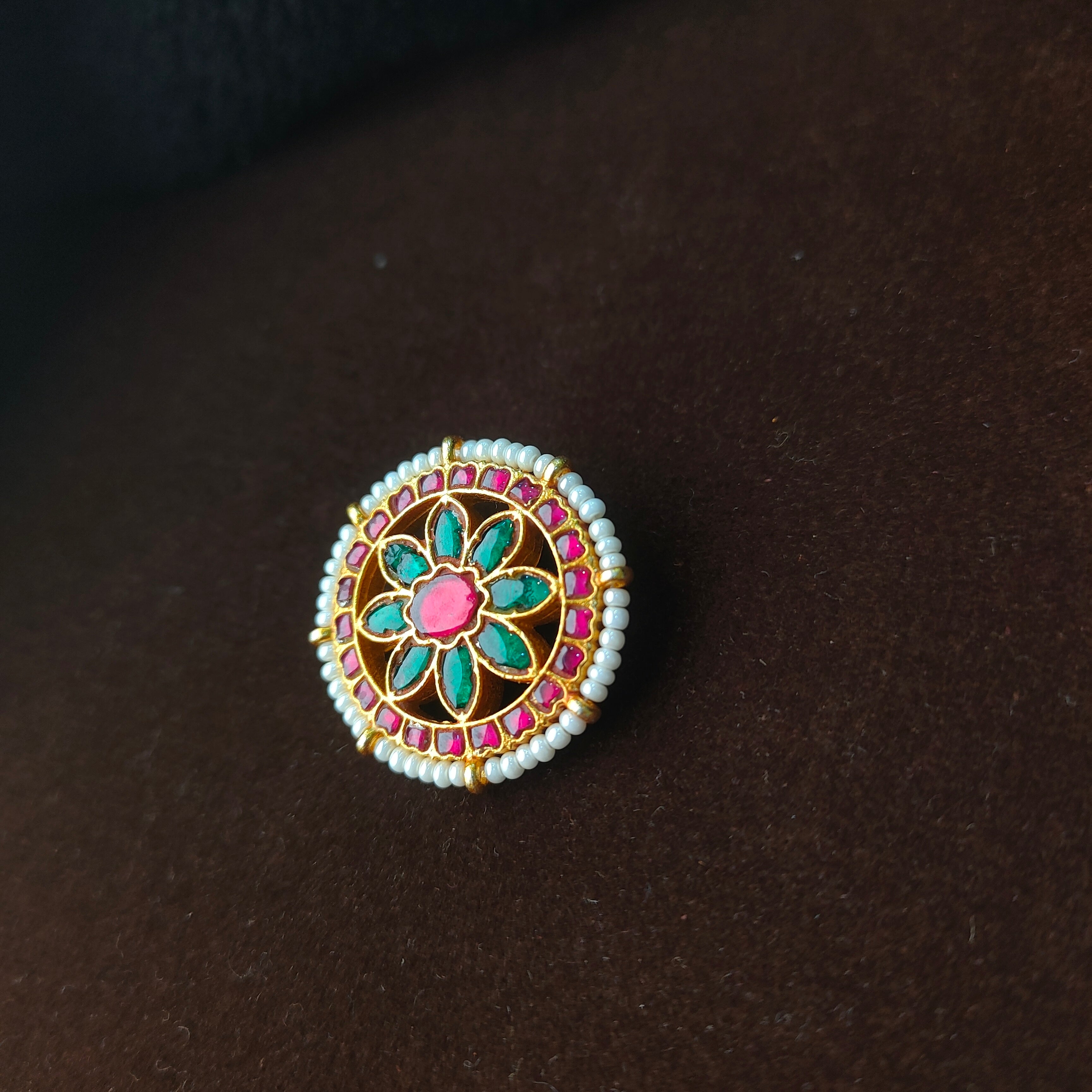 92.5 Silver Kundan Surya Hair Mop-009