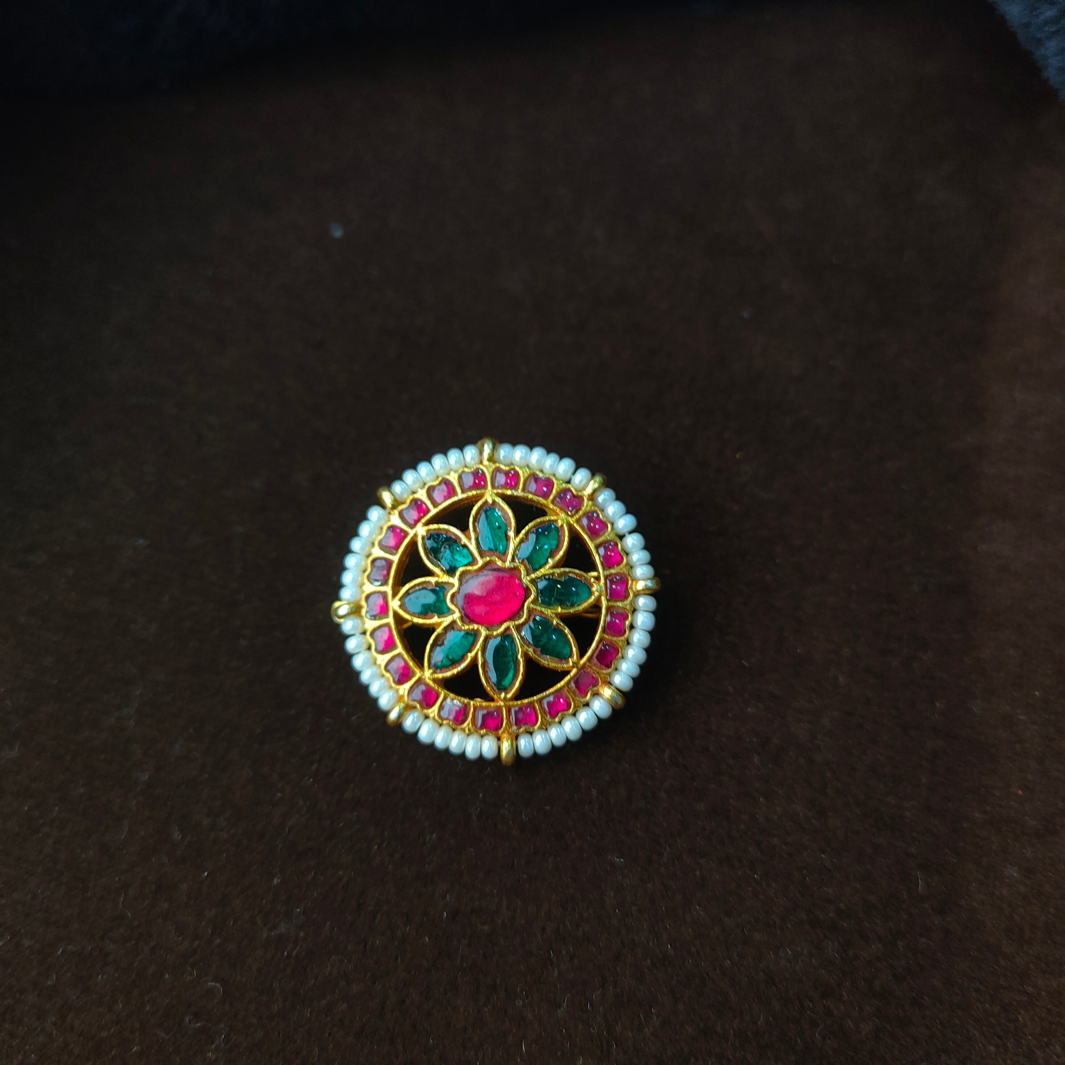 92.5 Silver Kundan Surya Hair Mop-009