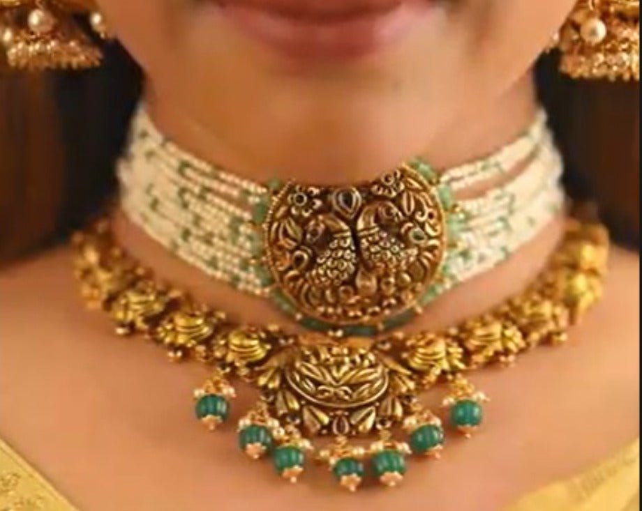 92.5 Pure silver Gold Plated Nakshi Necklace - 0212 - BCOS Its Silver