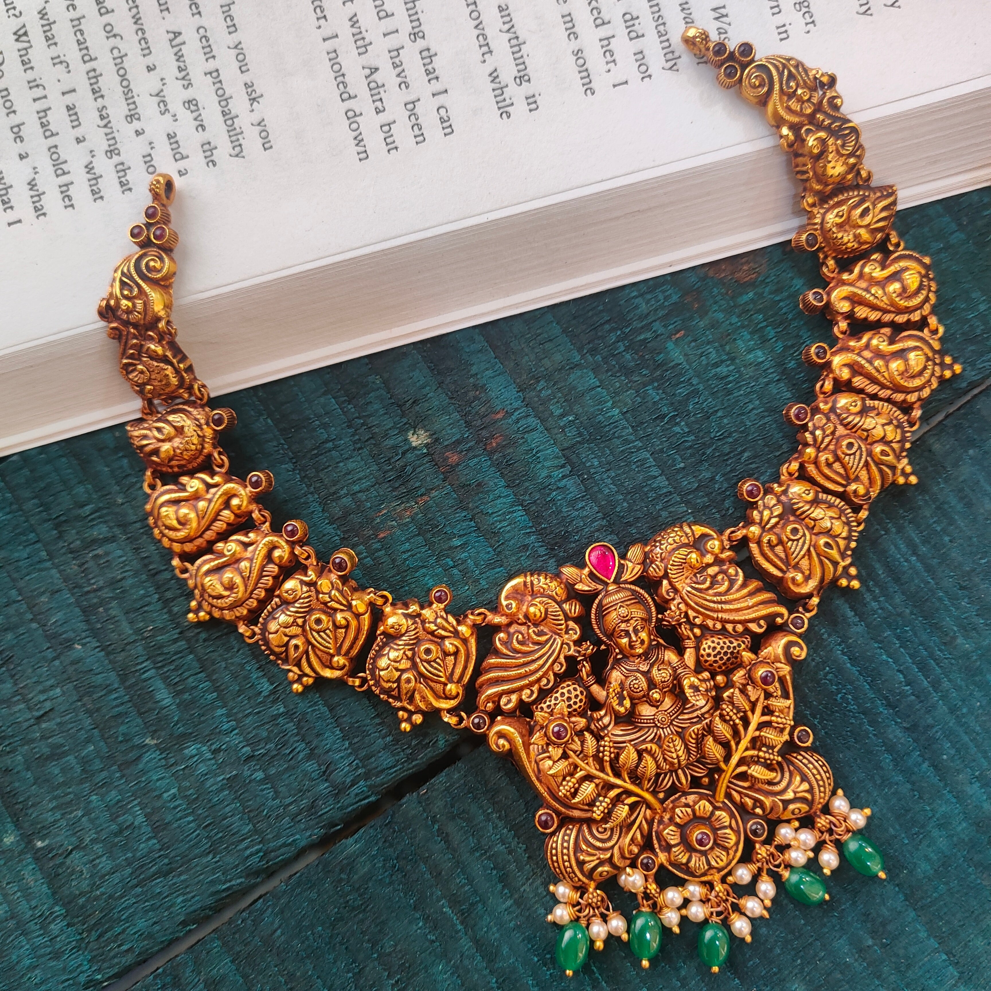 925 Silver Antique Lakshmi Necklace - 0561 - BCOS Its Silver