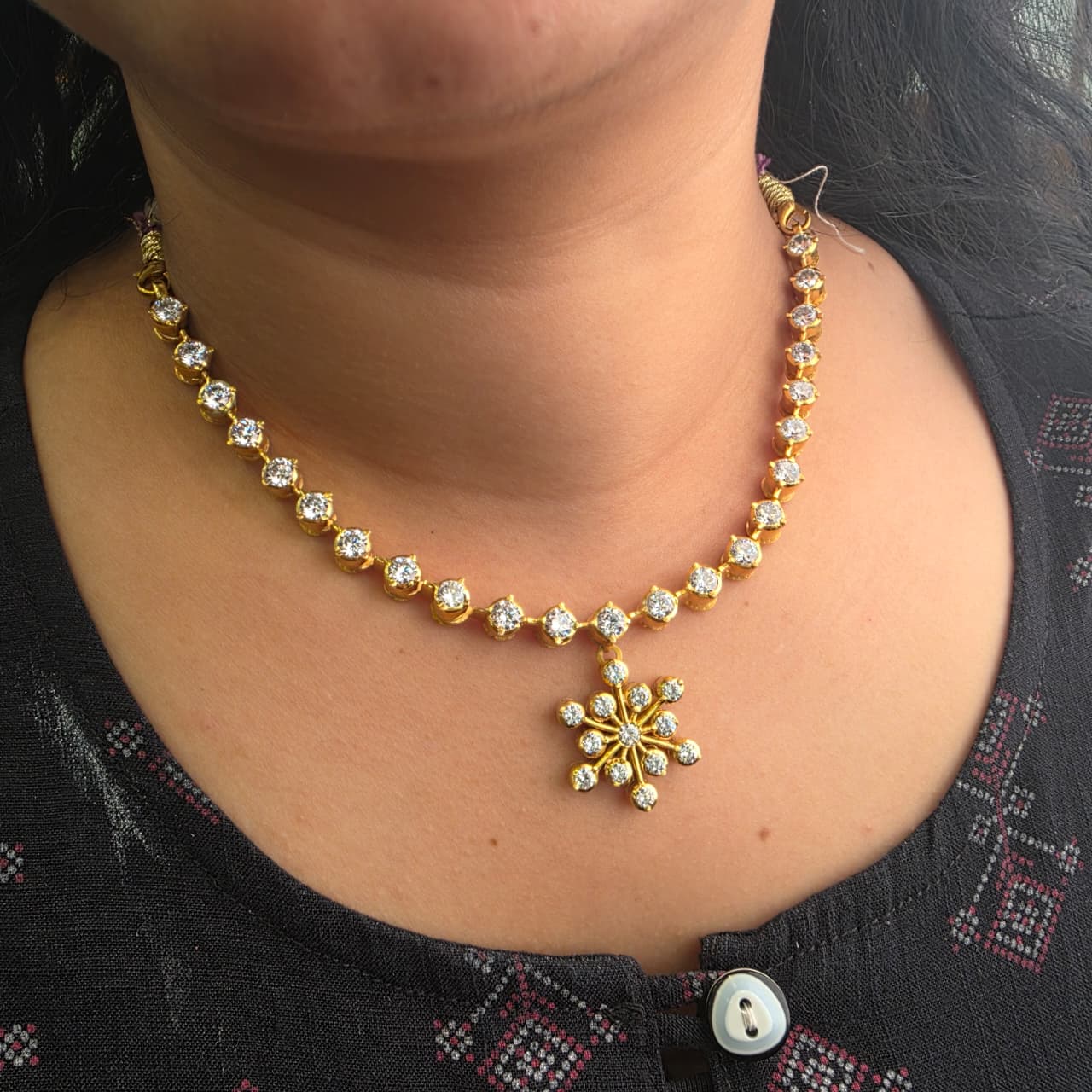 925 Silver Diamond Look Close Setting Necklace - 0077 - BCOS Its Silver