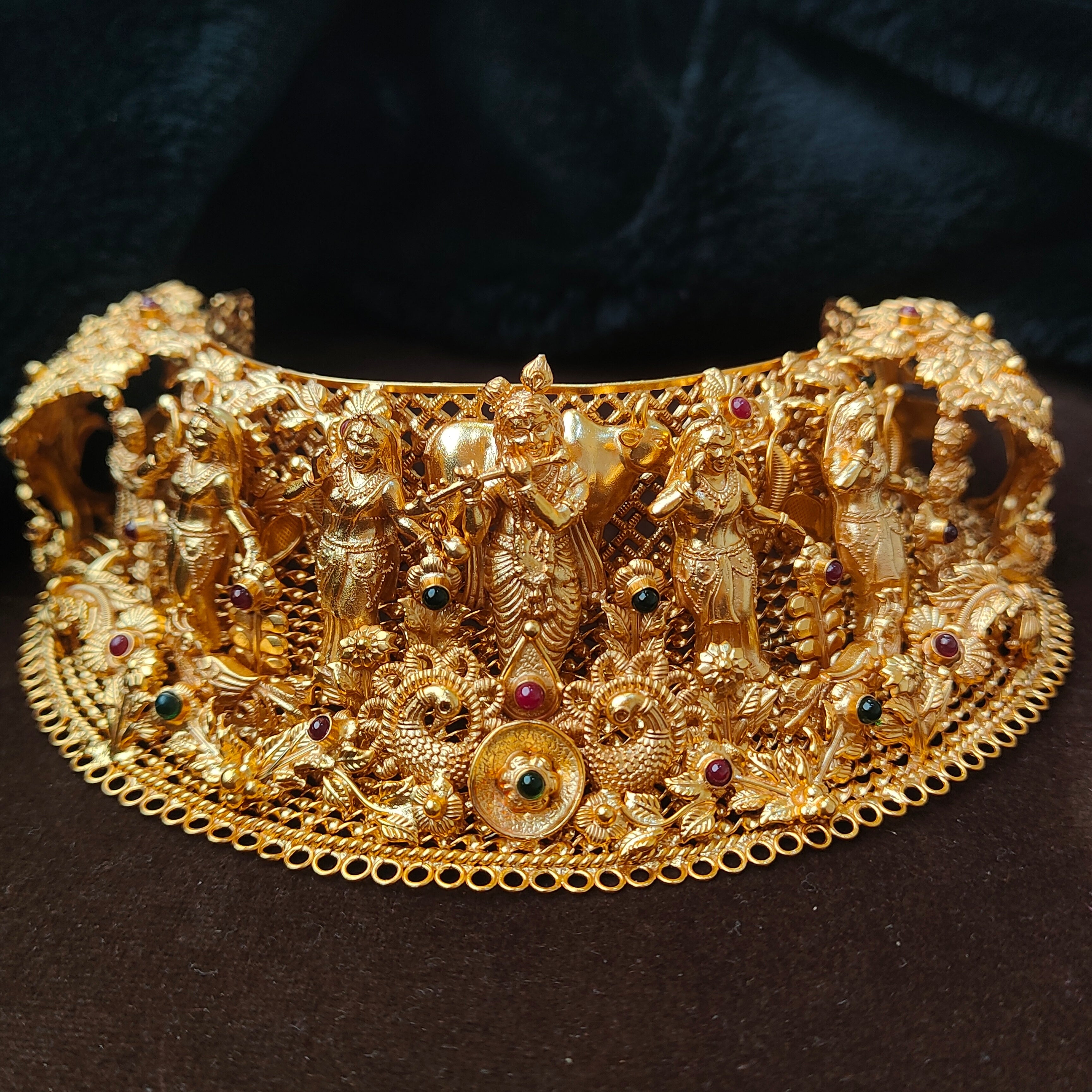 925 Silver Gold Plated Brundavan Choker - 0191 - BCOS Its Silver