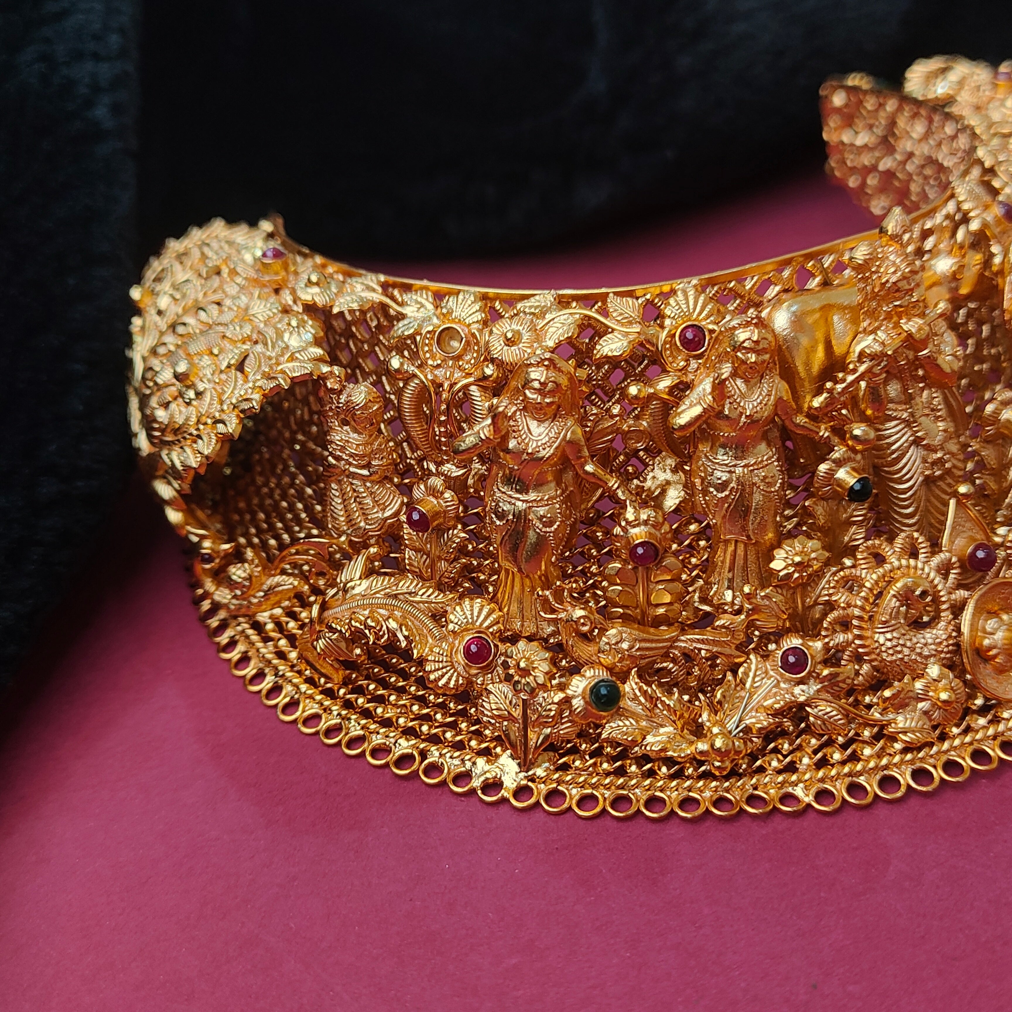 925 Silver Gold Plated Brundavan Choker - 0191 - BCOS Its Silver