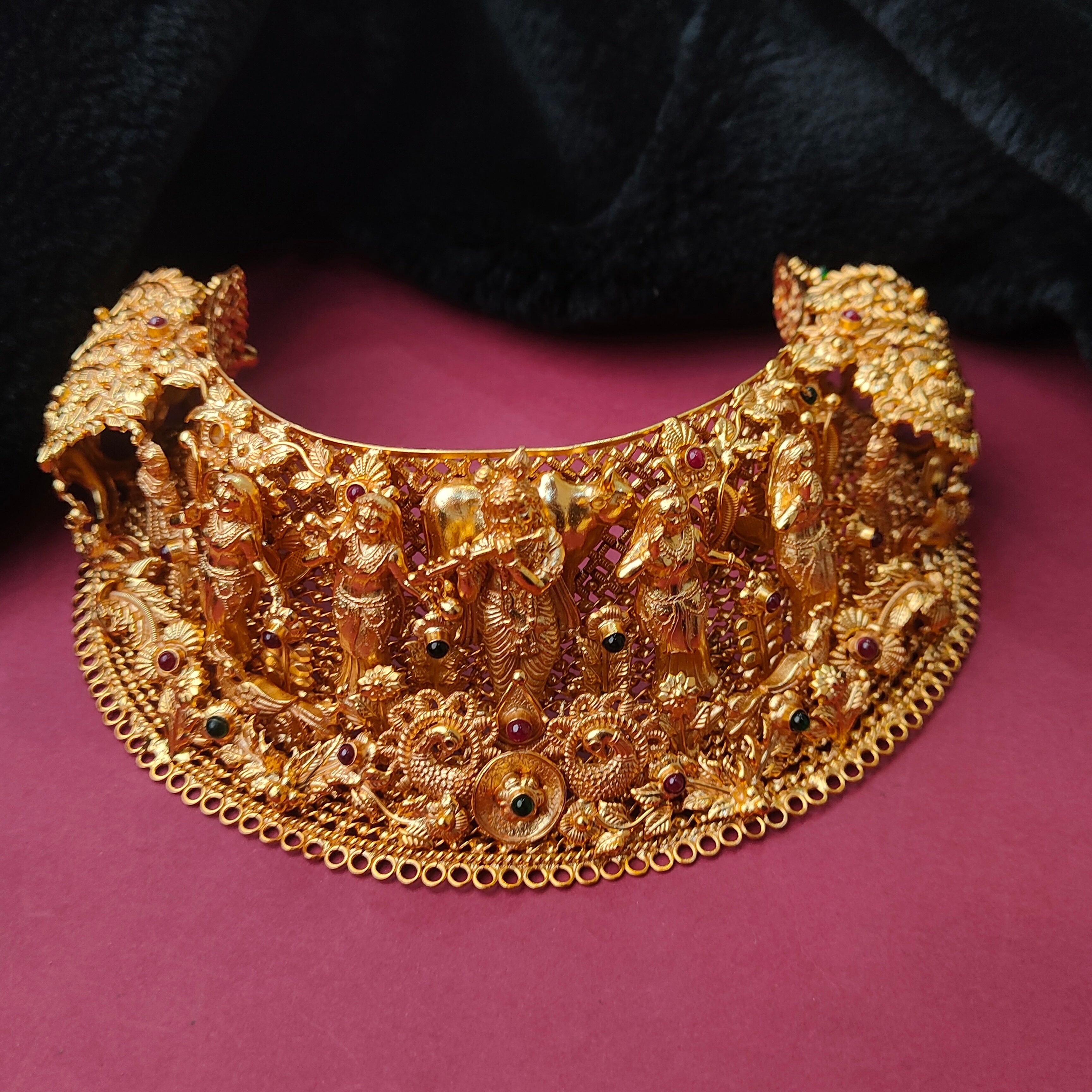 925 Silver Gold Plated Brundavan Choker - 0191 - BCOS Its Silver