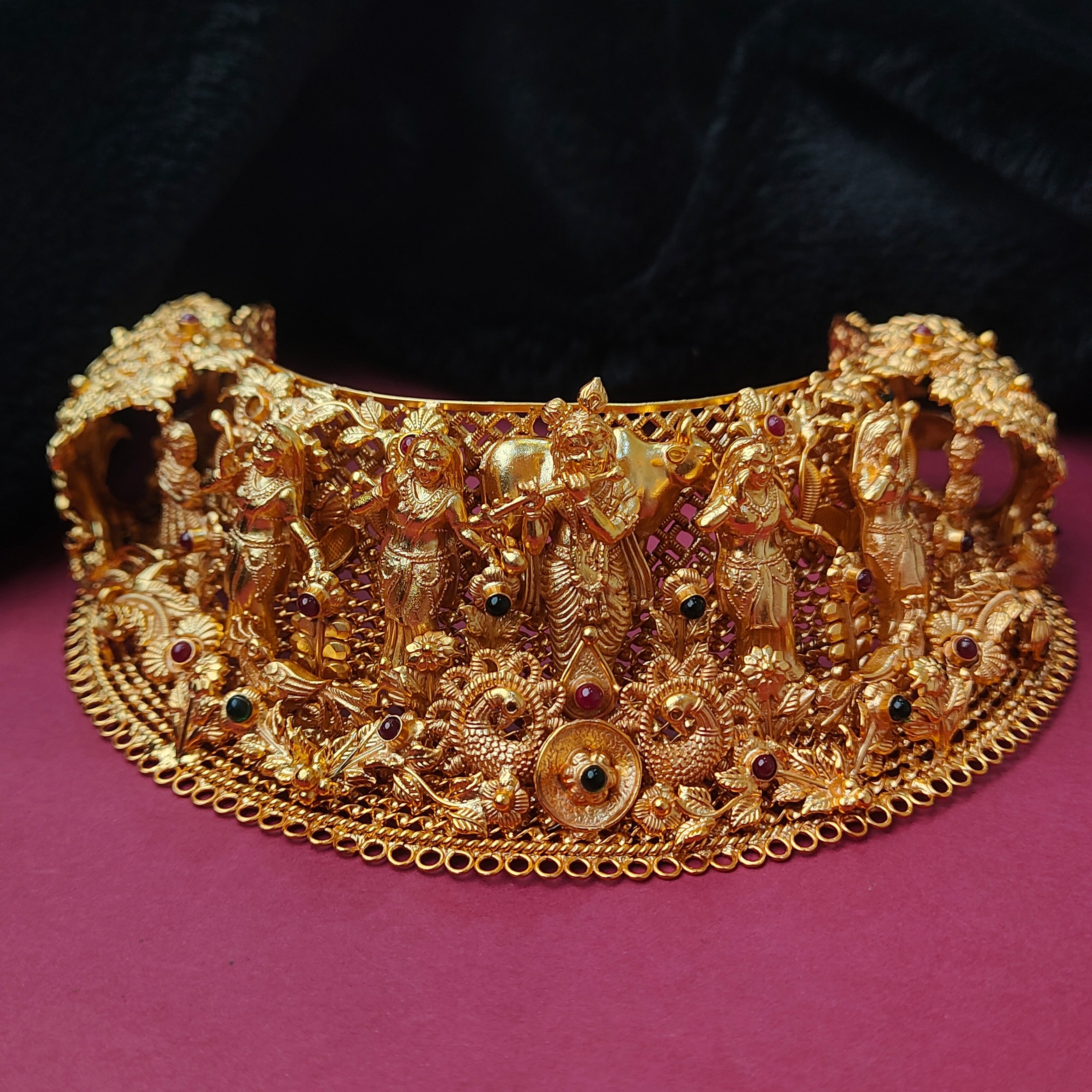925 Silver Gold Plated Brundavan Choker - 0191 - BCOS Its Silver