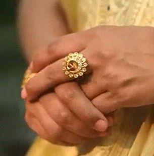925 Silver Gold Plated Finger Ring - 0211 - BCOS Its Silver