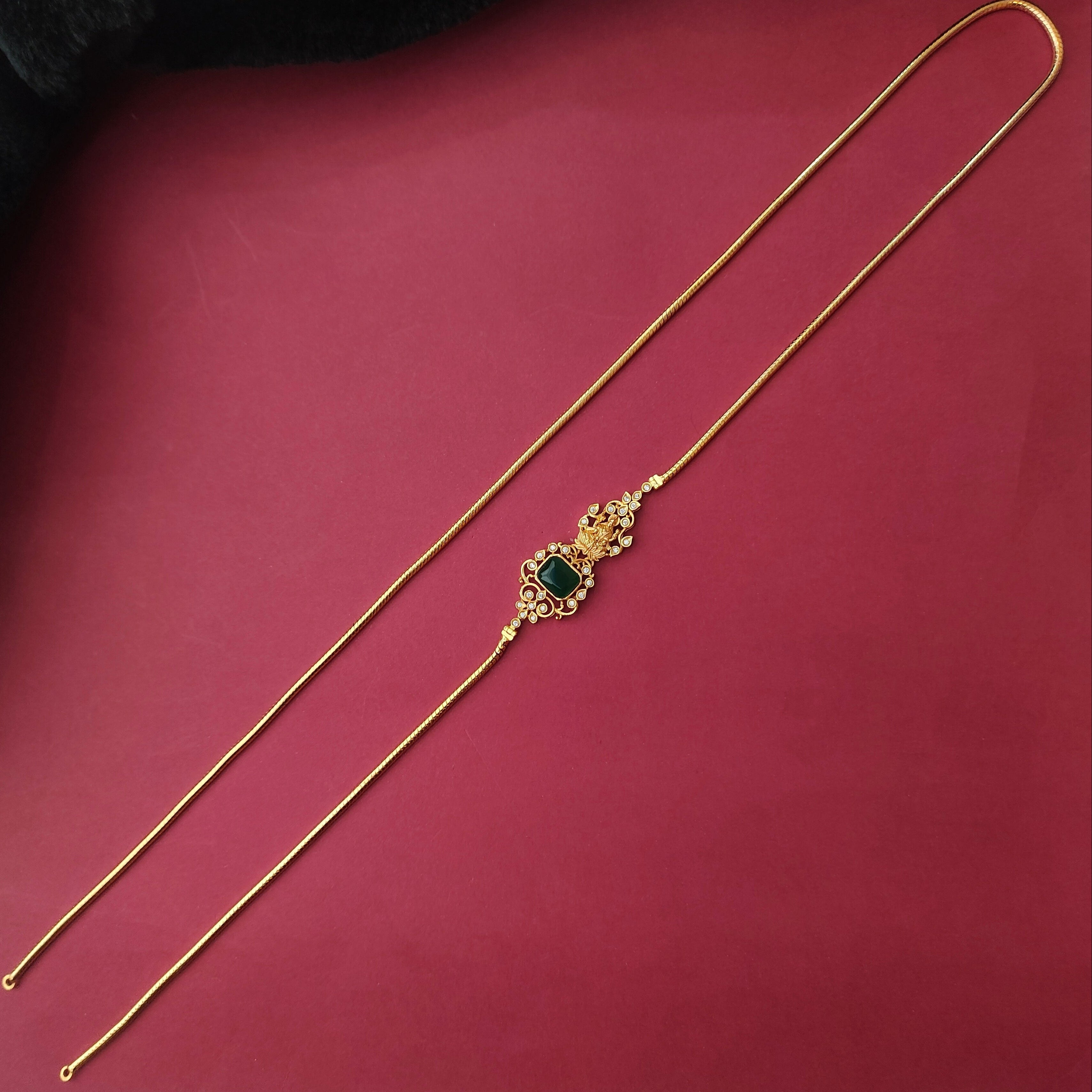 925Silver Gold Plated Ganesh Mugapu Chain -0895