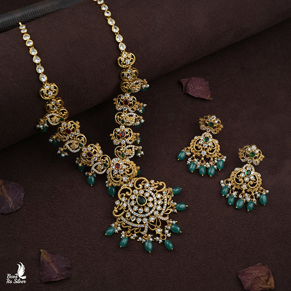 925 Gold Plated Necklace with Earring-0993