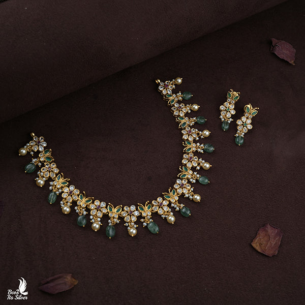925 Silver Butterfly Necklace Set-0991