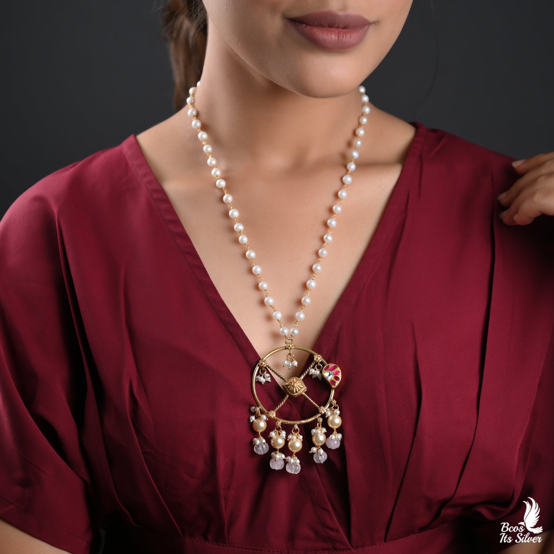 925 Silver Gold Plated Beads Pendant Haram- 4972
