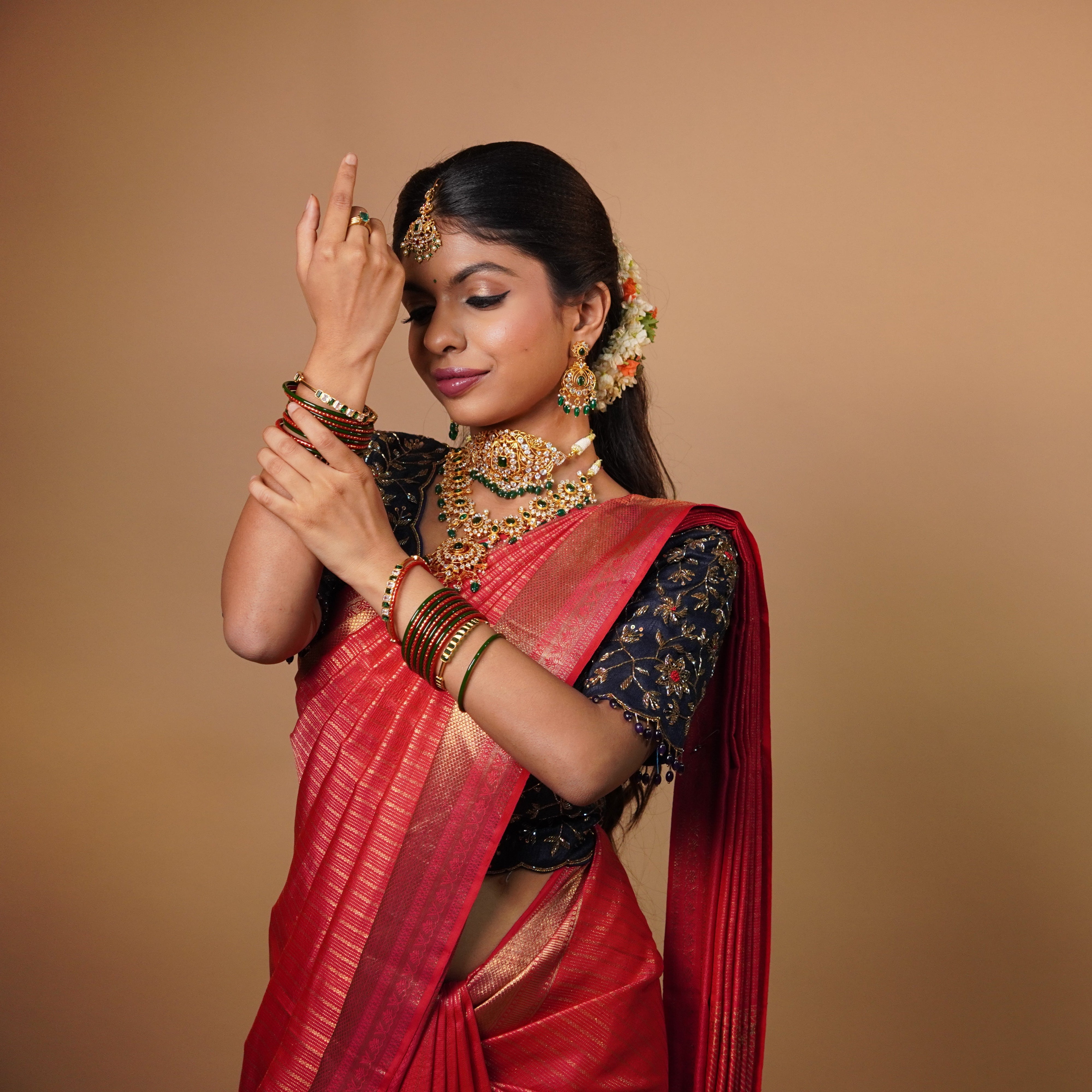 925 Silver Gold Plated Bridal Full Set - 1110