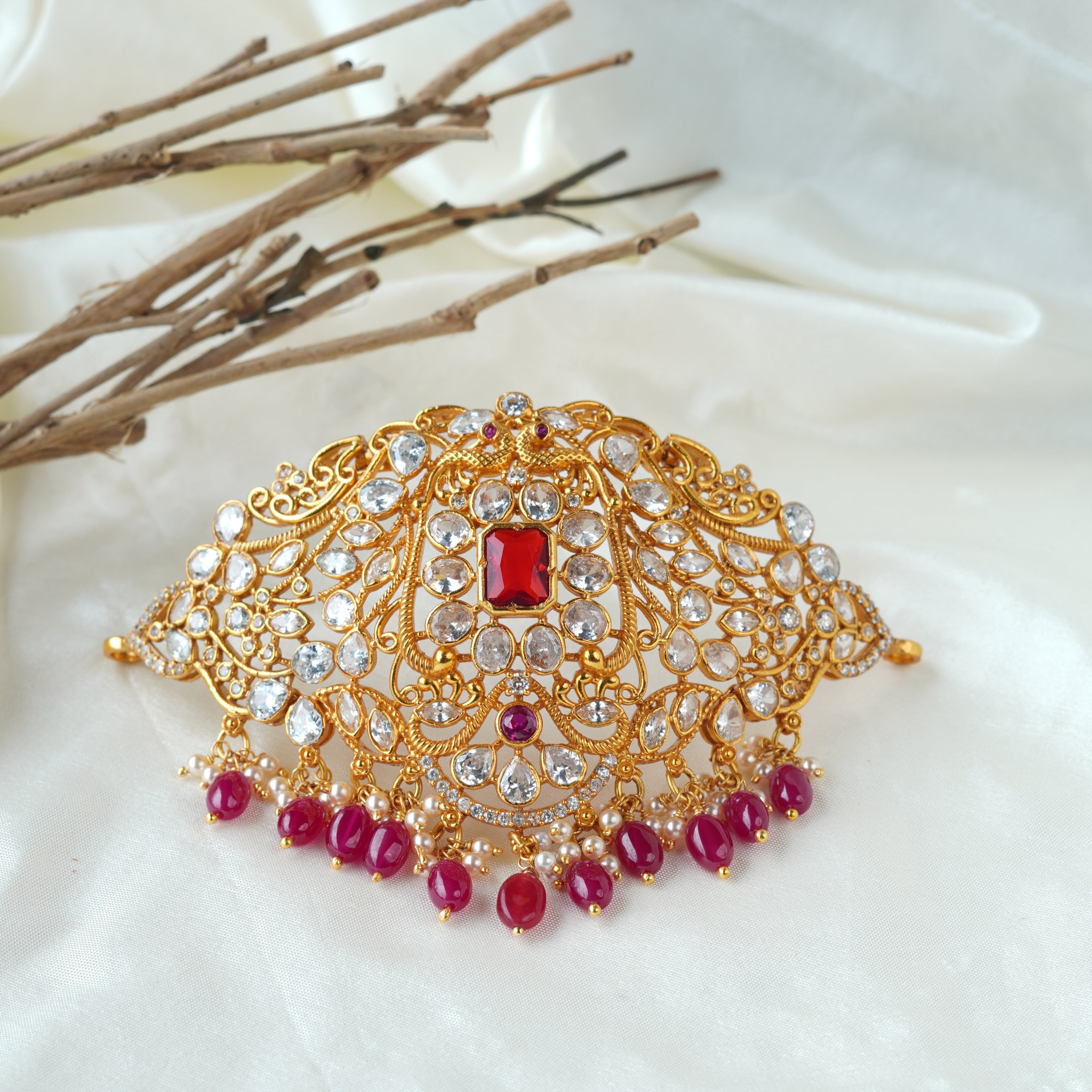 925 Silver Gold Plated Choker- 1201