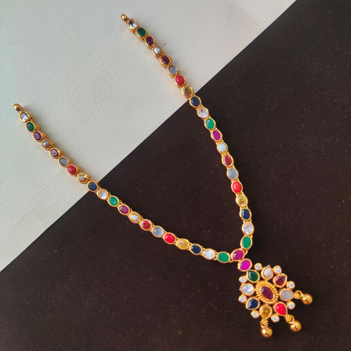 925 Silver Gold Plated Dual Necklace -0512