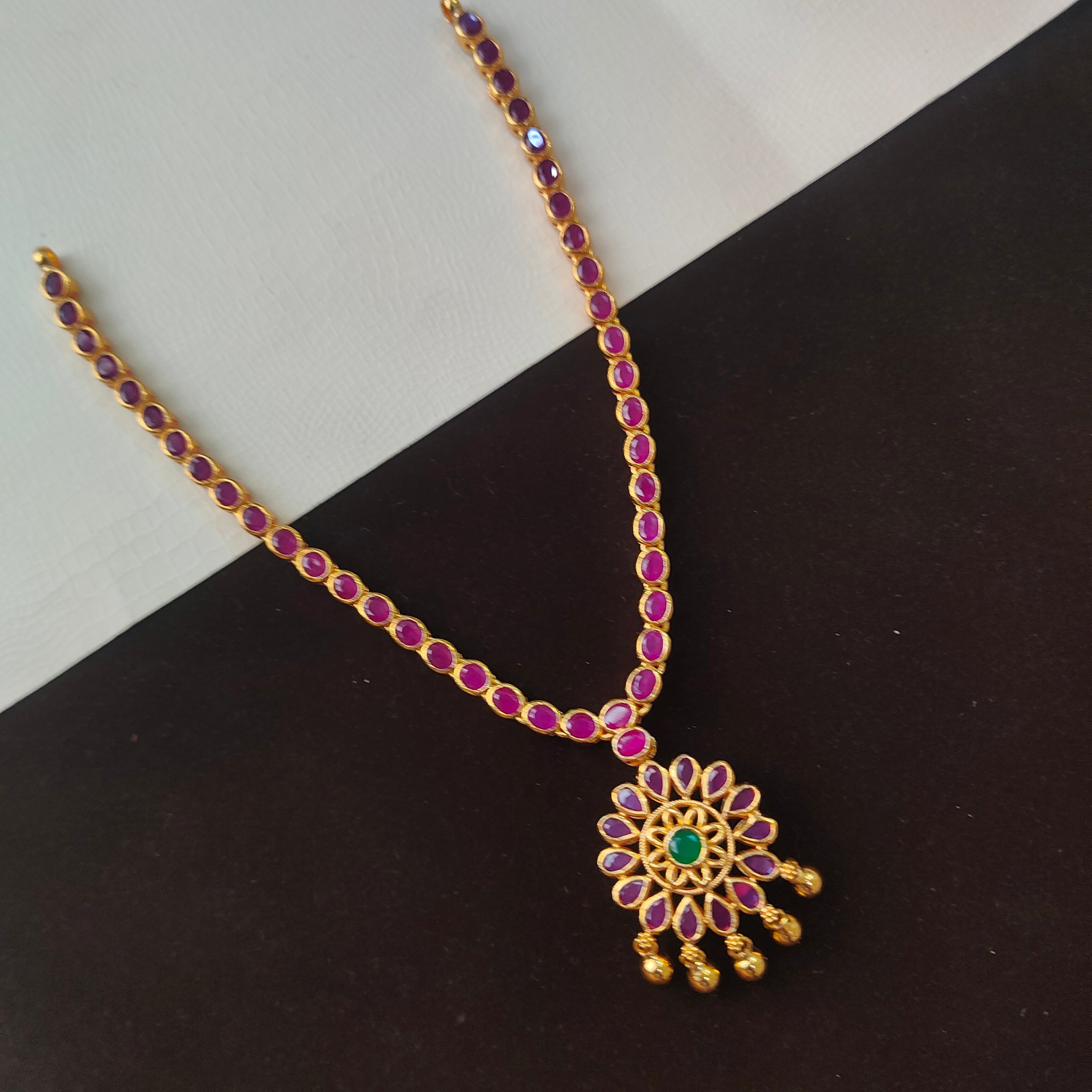 925 Silver Gold Plated Dual Necklace -0513