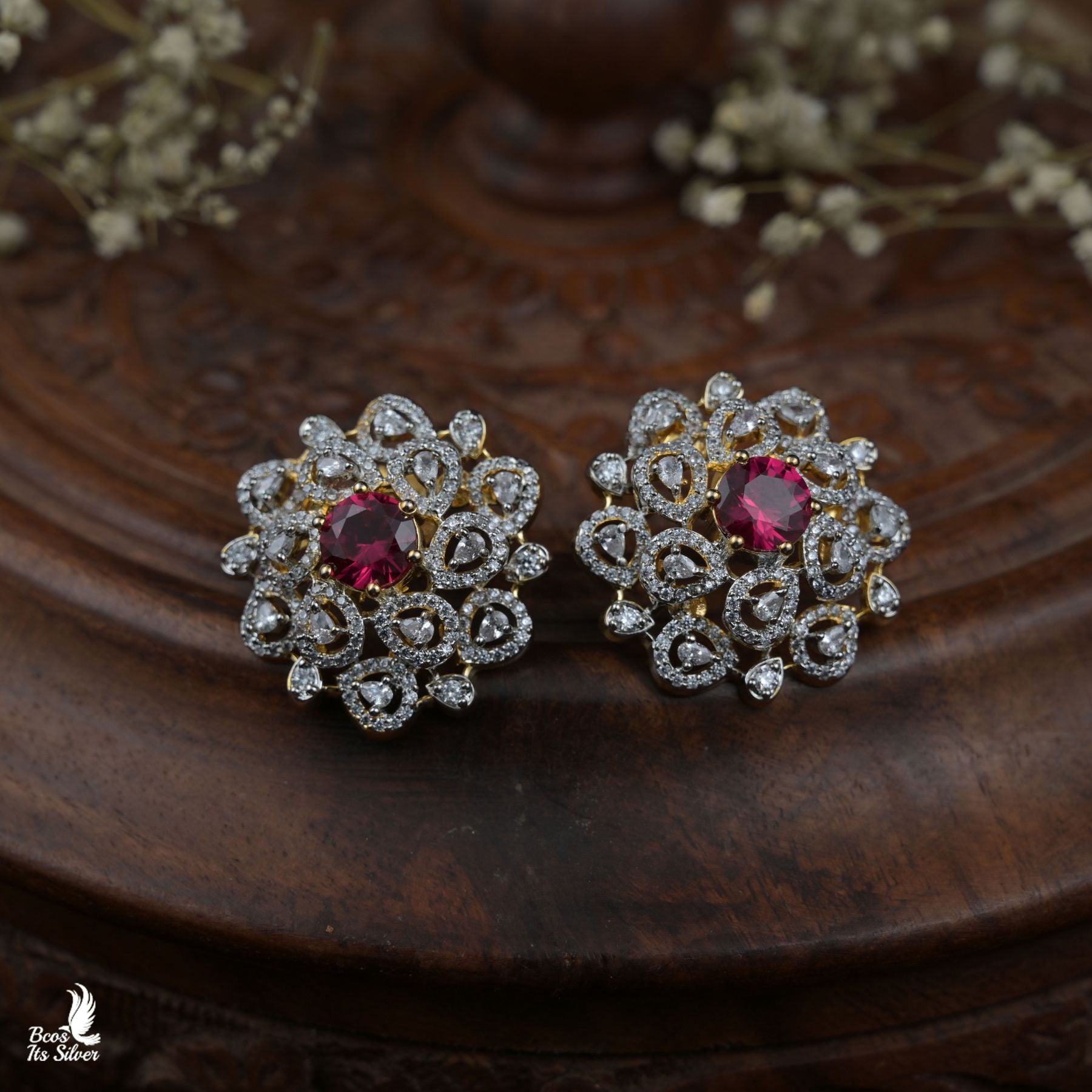 925 Silver Gold Plated Earstud- 8293