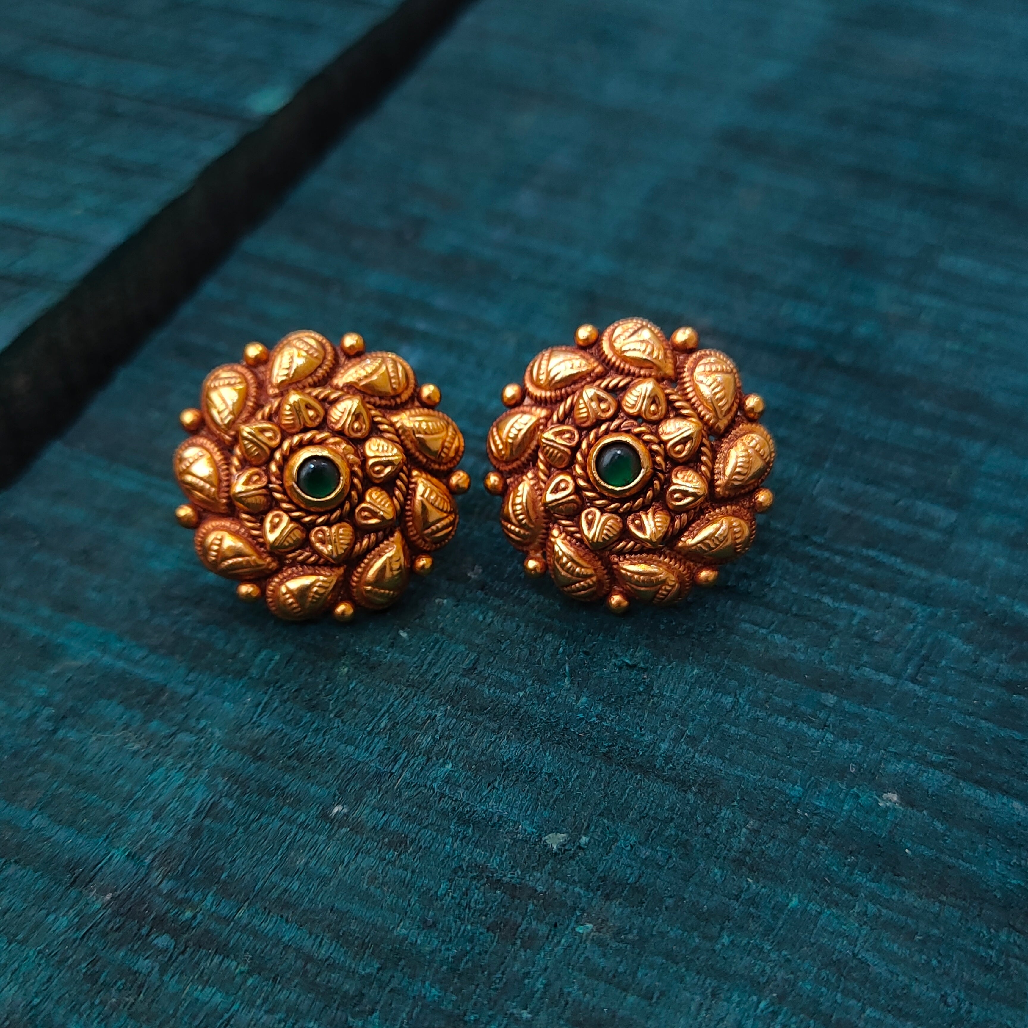 925 Silver Gold Plated Floral Earstud -1398