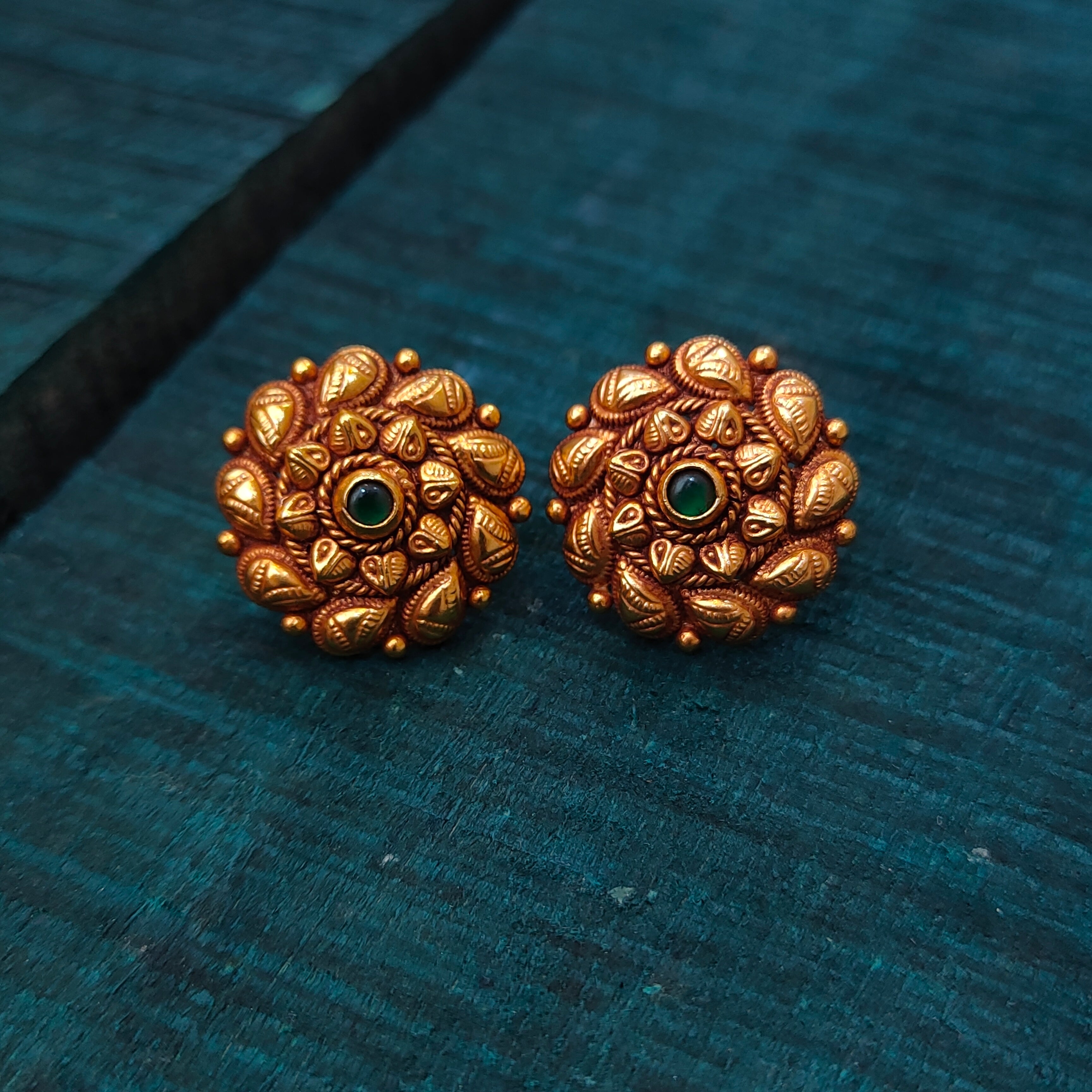 925 Silver Gold Plated Floral Earstud -1398