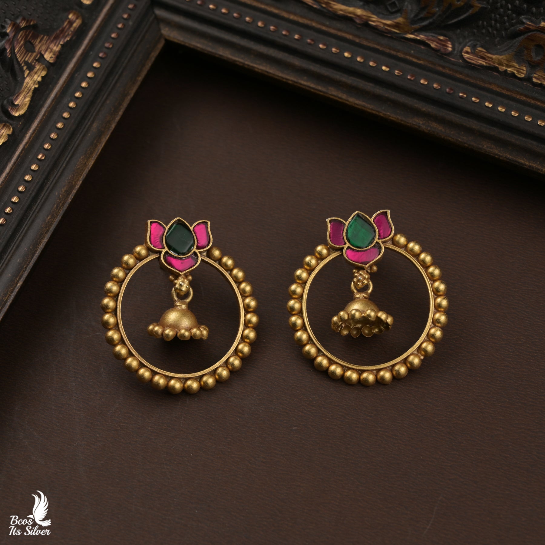 925 Silver Gold Plated Lotus Earring - 5411