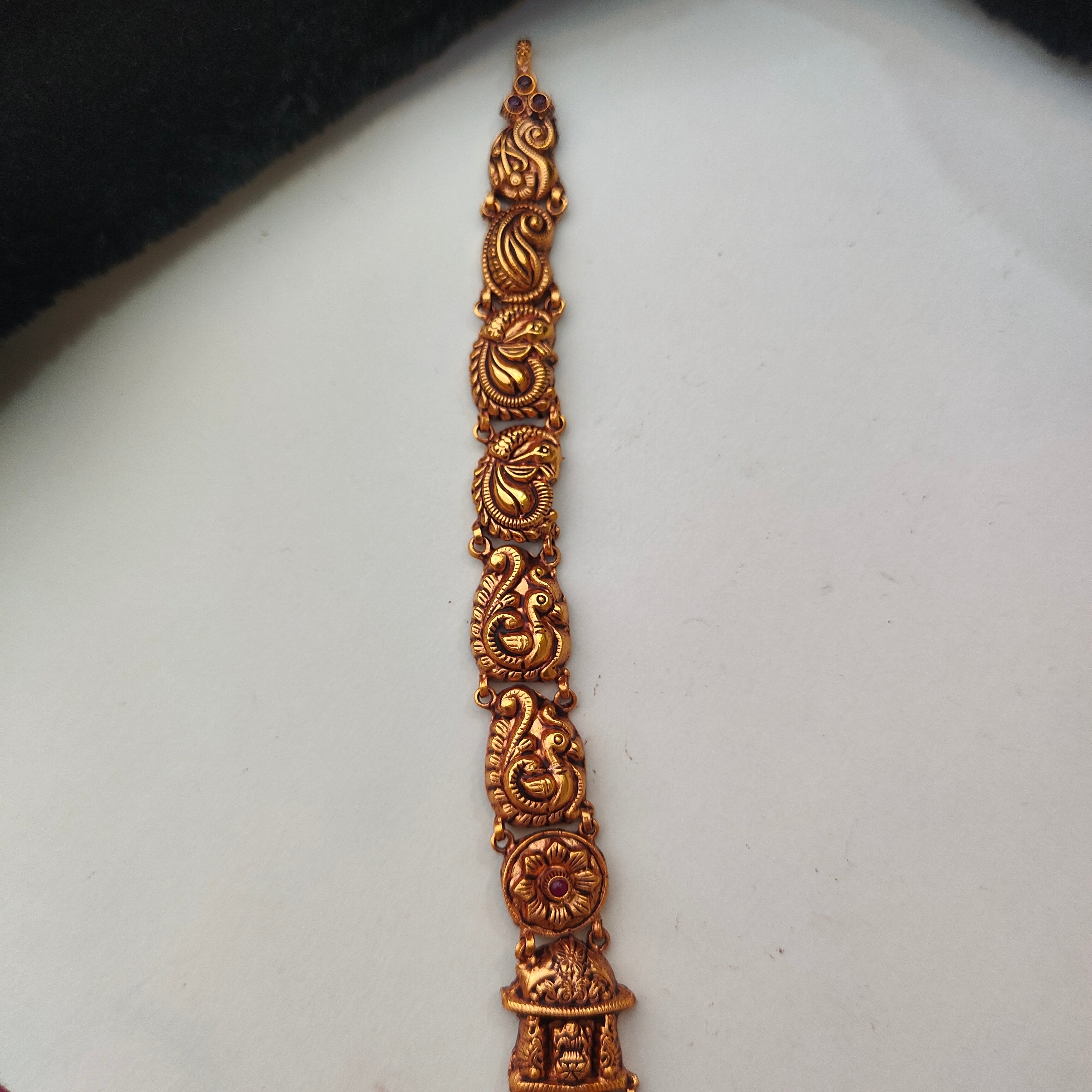 925 Silver Gold Plated Nakshi Haram-0097