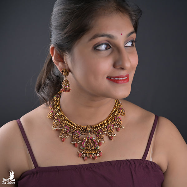 925 Silver Lakshmi Jalebi Necklace -0239