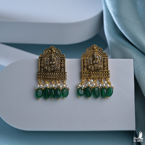 925 Silver Gold Plated Nakshi Stud-0463