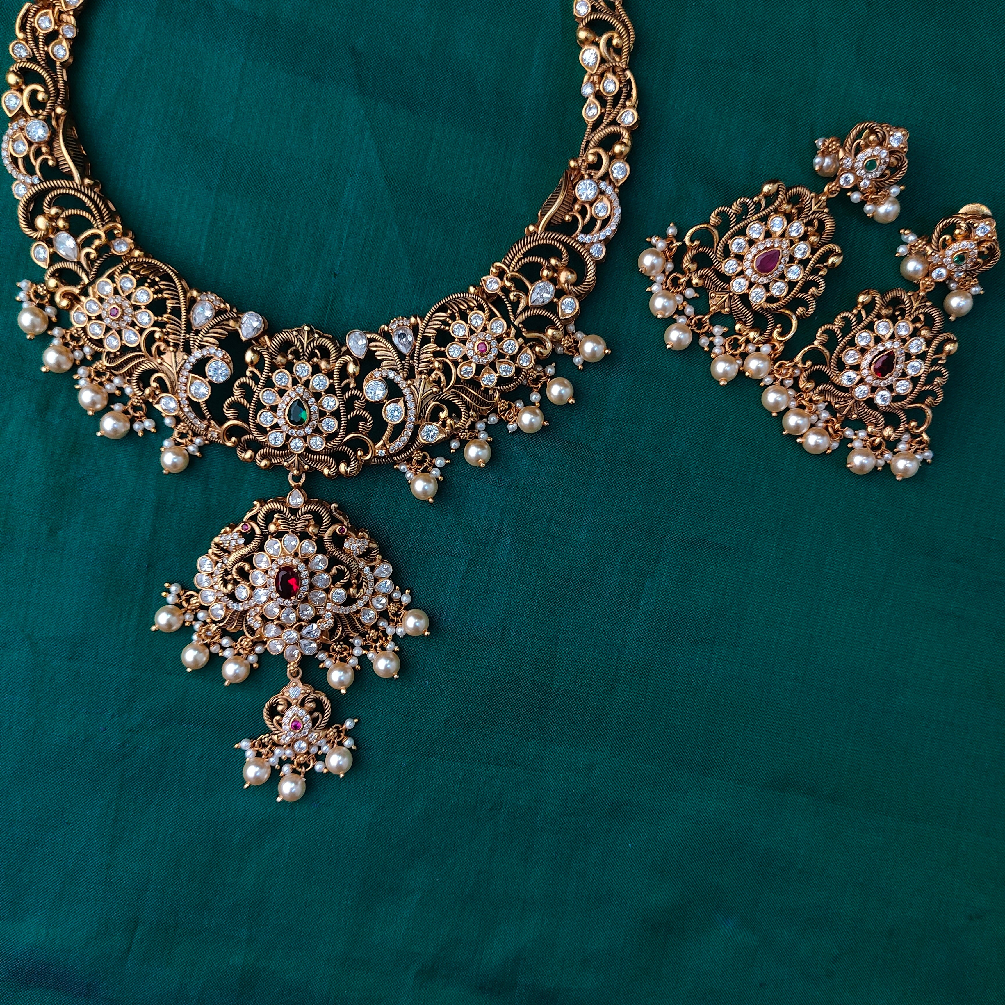 925 Silver Necklace with Earring-1378