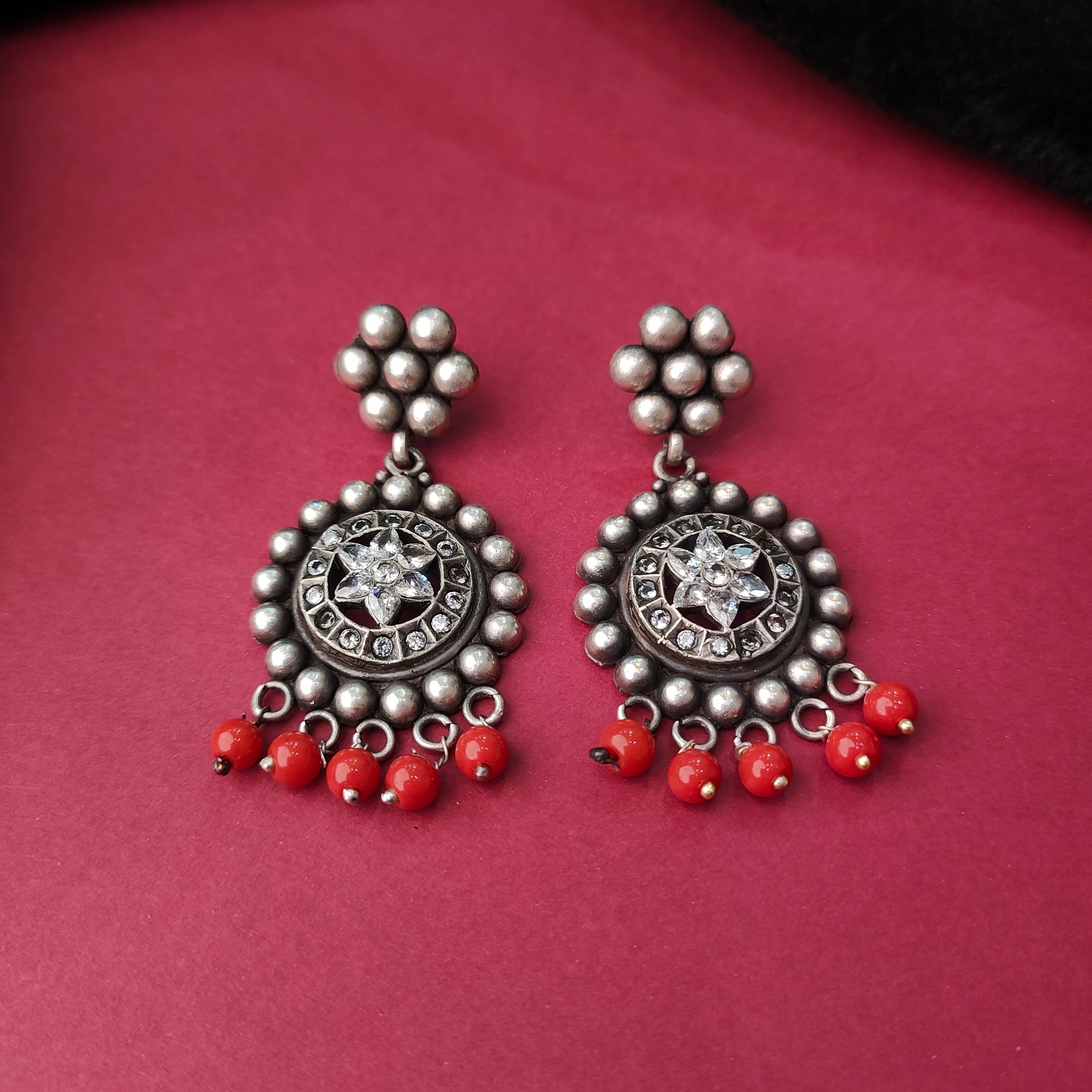 925 Silver Oxidized Chandbali -1254