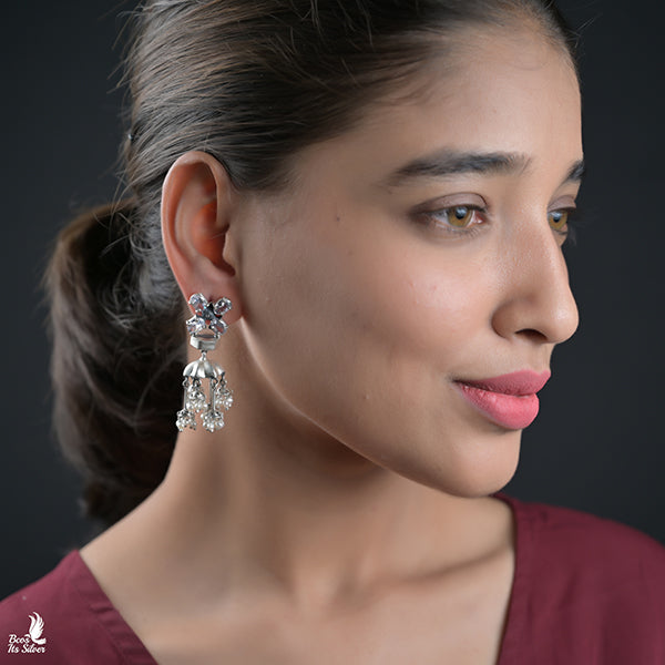 925 Silver Oxidized Jhumka - 6731