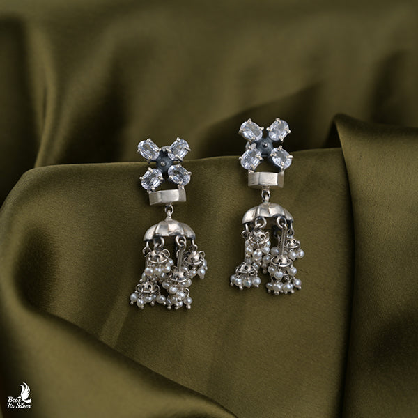 925 Silver Oxidized Jhumka - 6731