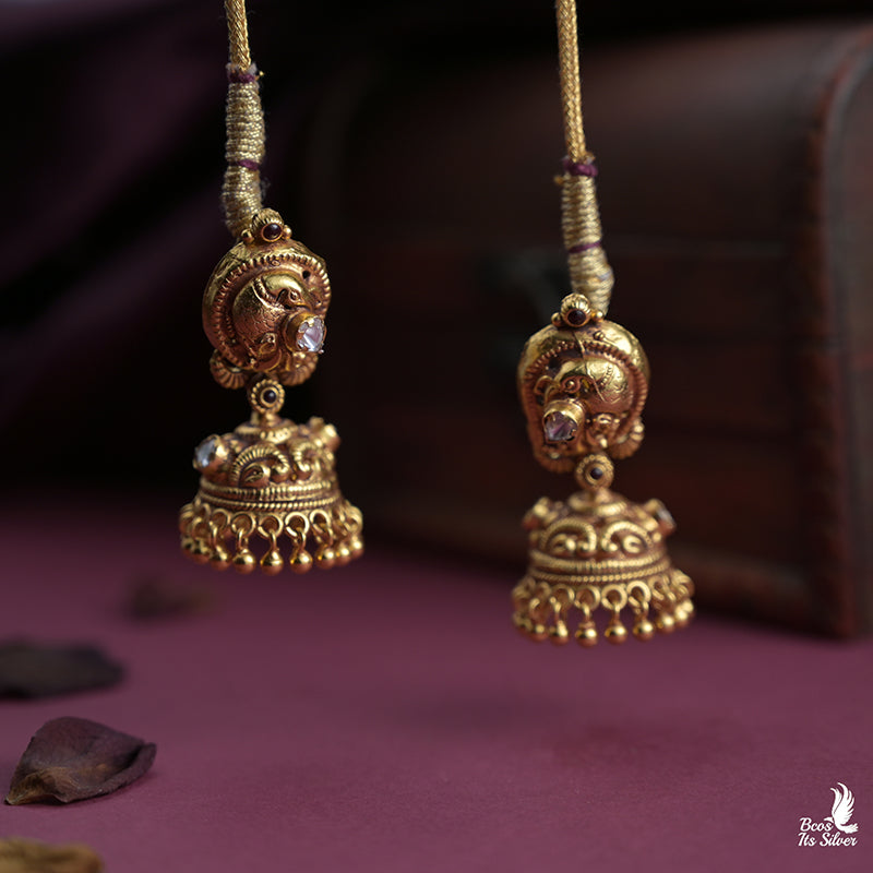 925 Silver Peacock Jhumka - 0154