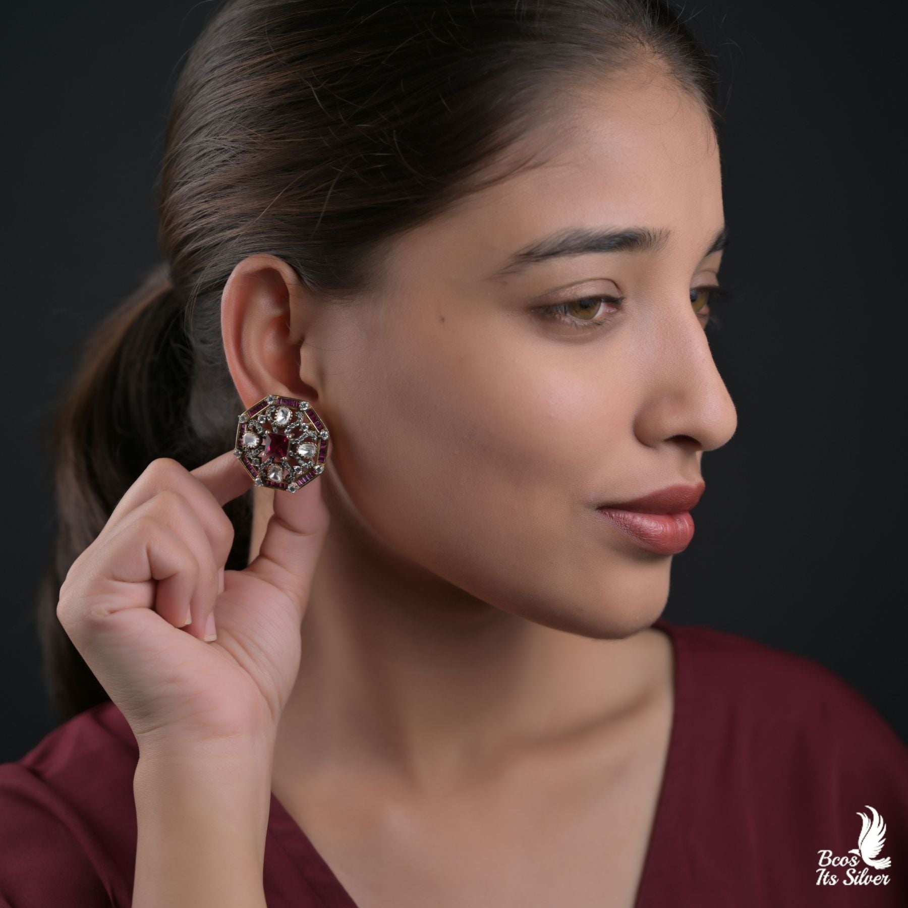 925 Silver Victorian Ear Stud - 8294