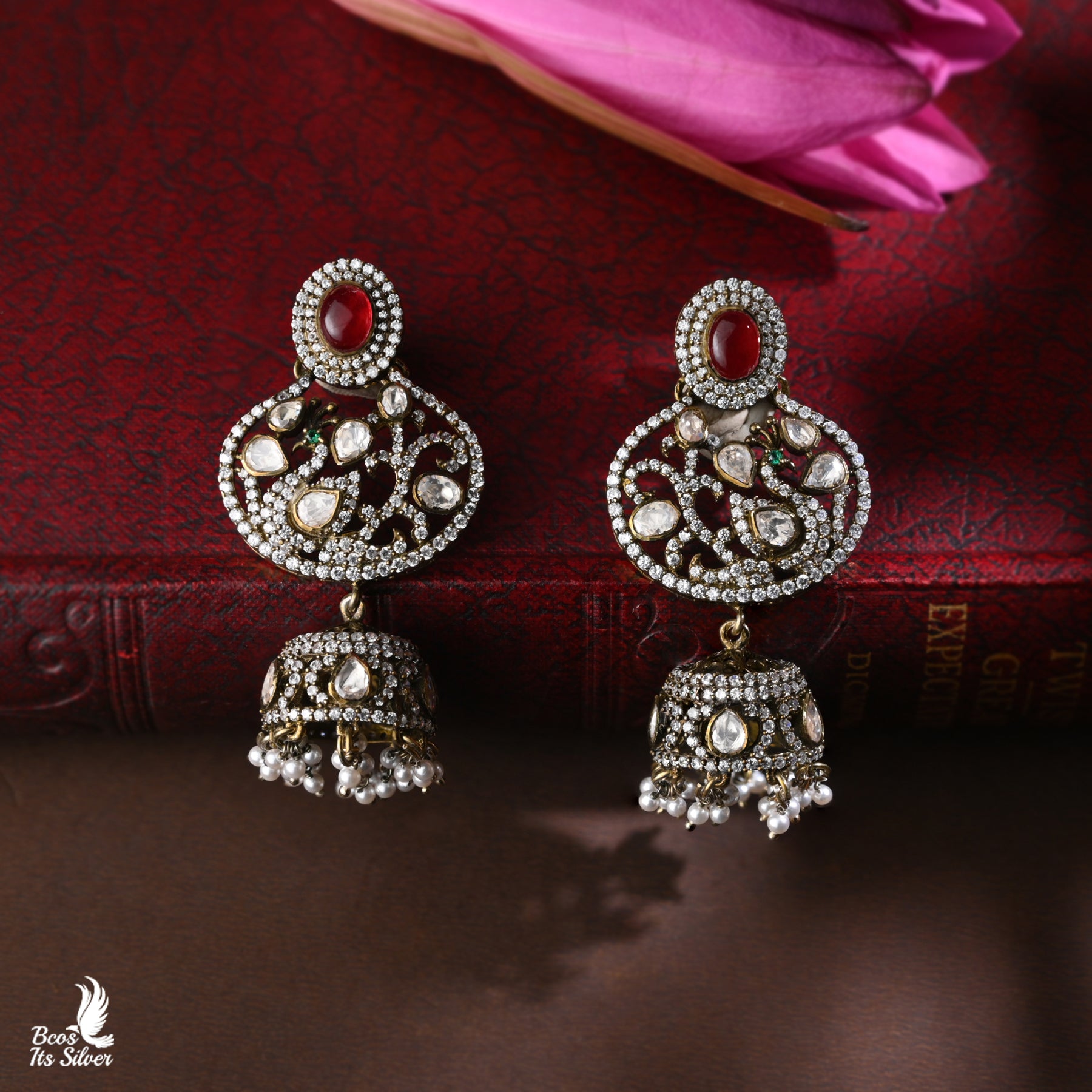 925 Silver Victorian Nakshi Jhumka - 4958