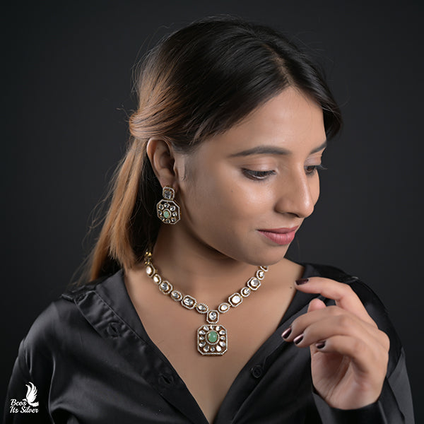 925 Silver Victorian Necklace with Earring-0921