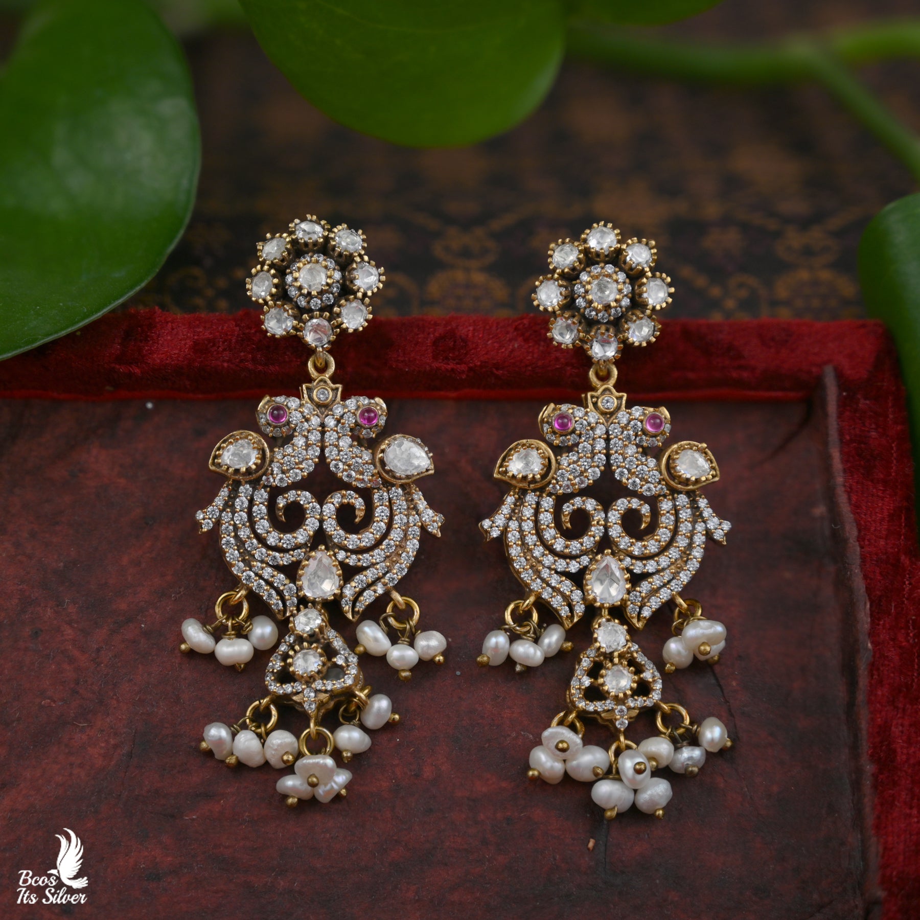 925 Silver Victorian Peacock Earring - 3271