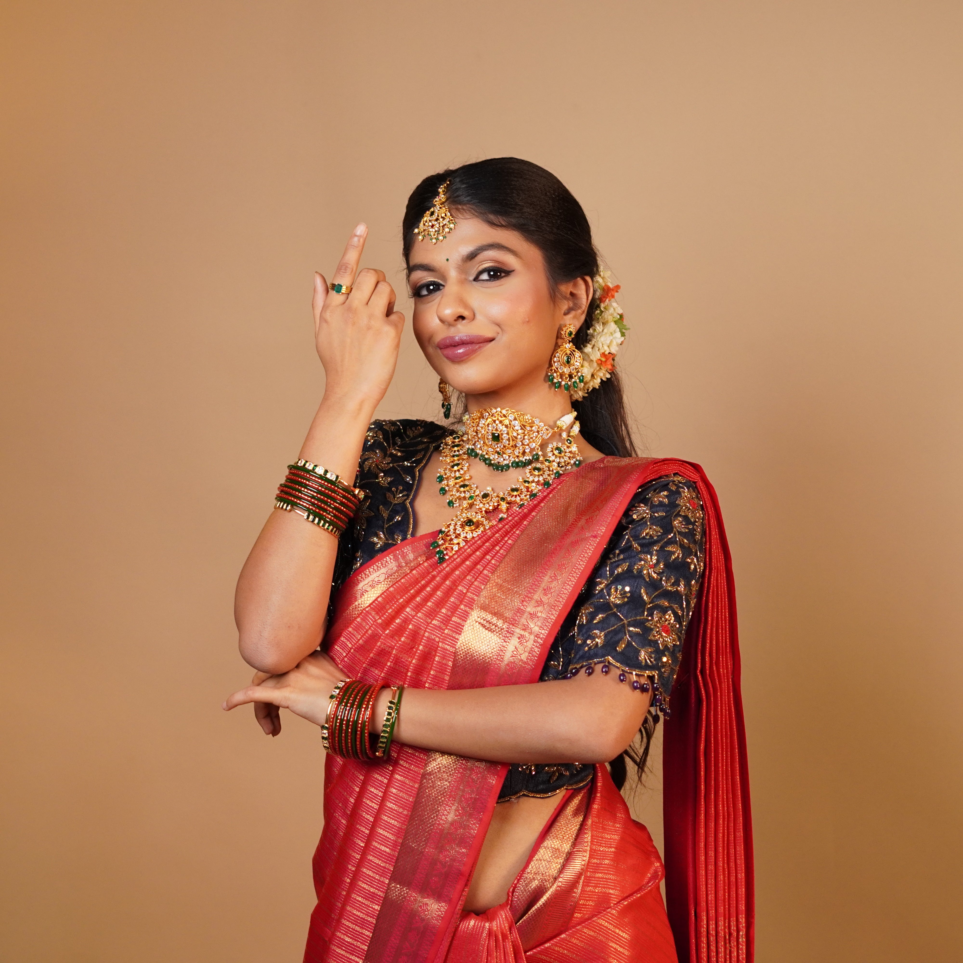 925 Silver Gold Plated Bridal Full Set - 1110