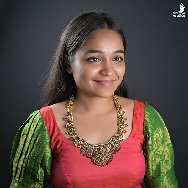 925 Silver gold plated Nakshi Haram Haram-0414