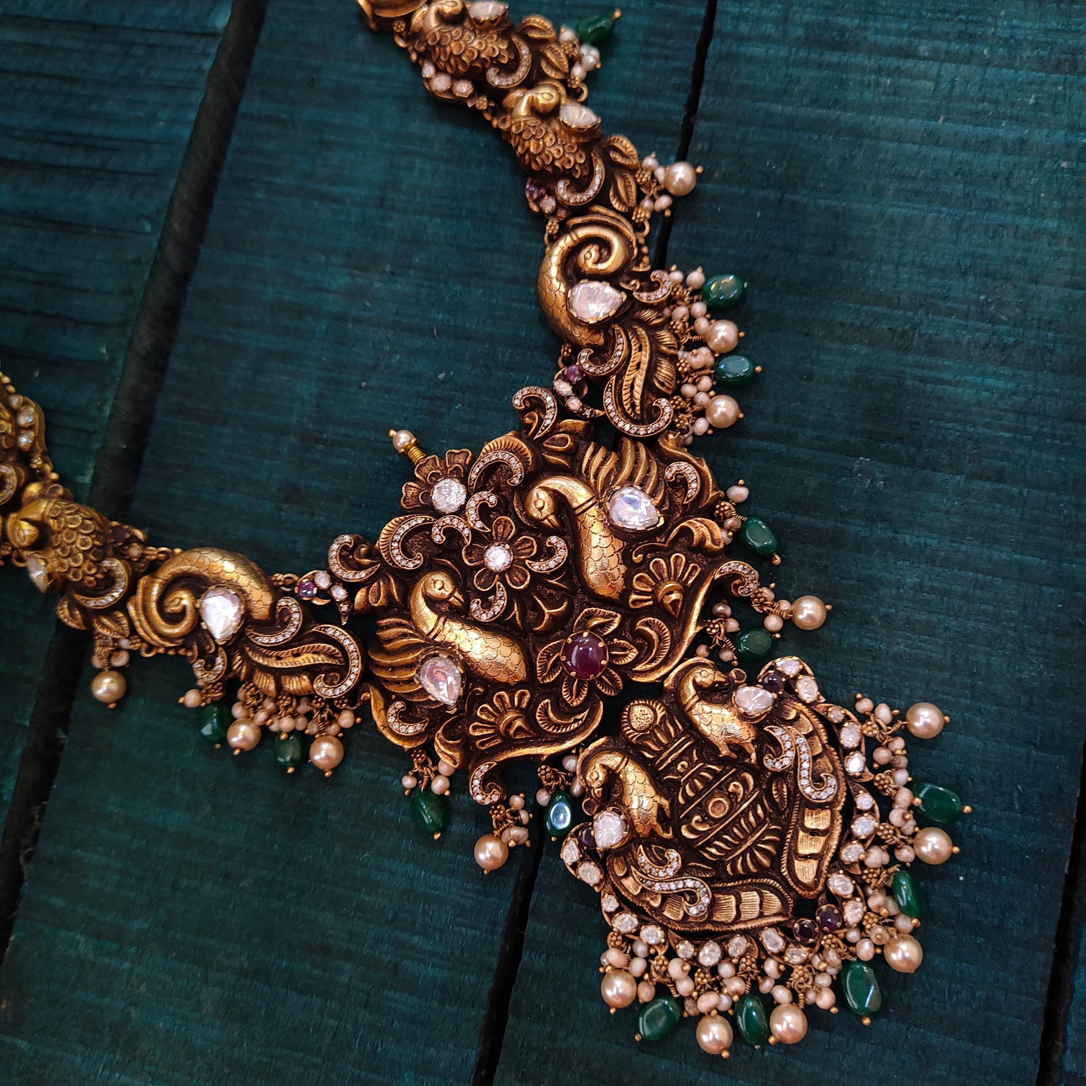 925 Silver Antique Peacock Haram -1431