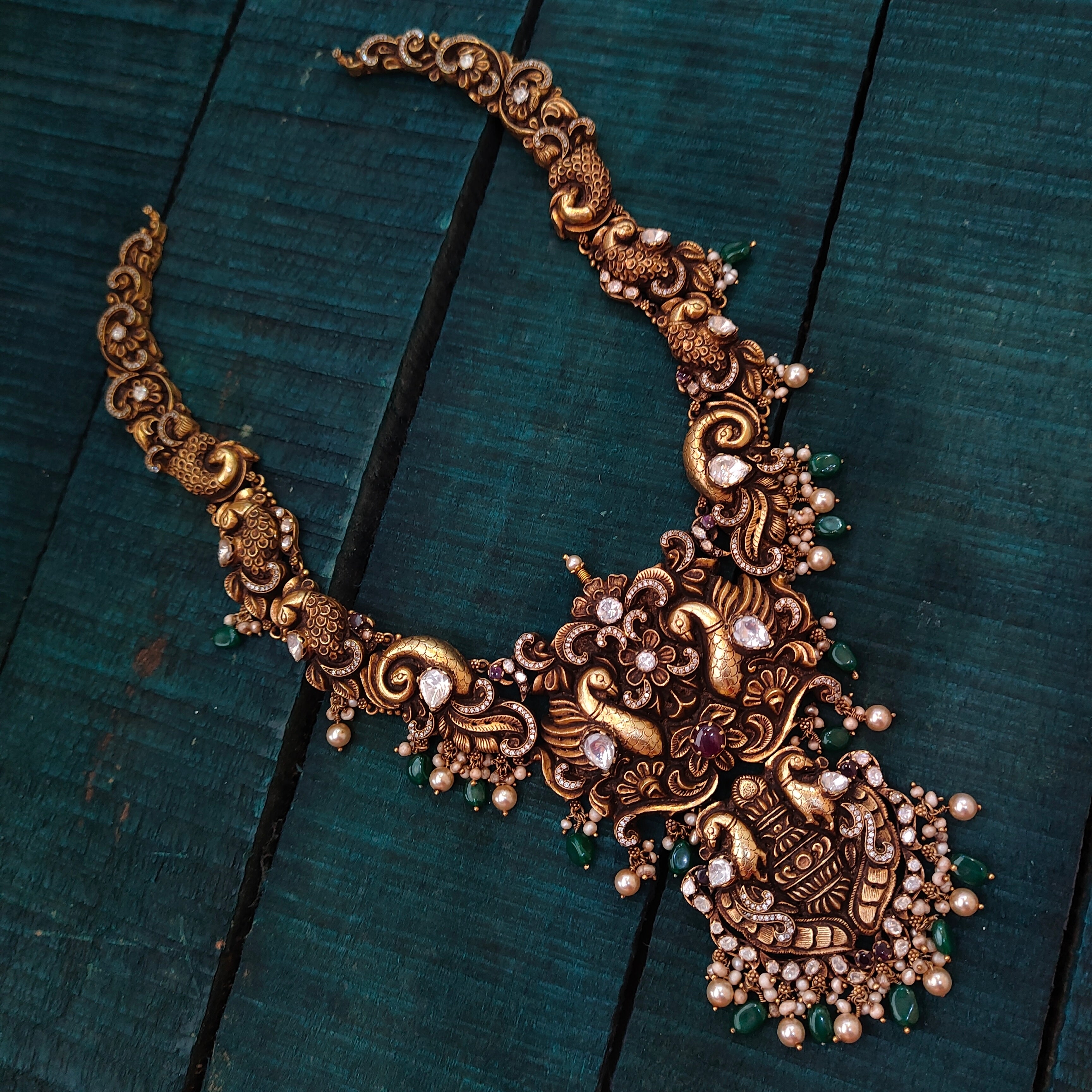 925 Silver Antique Peacock Haram -1431