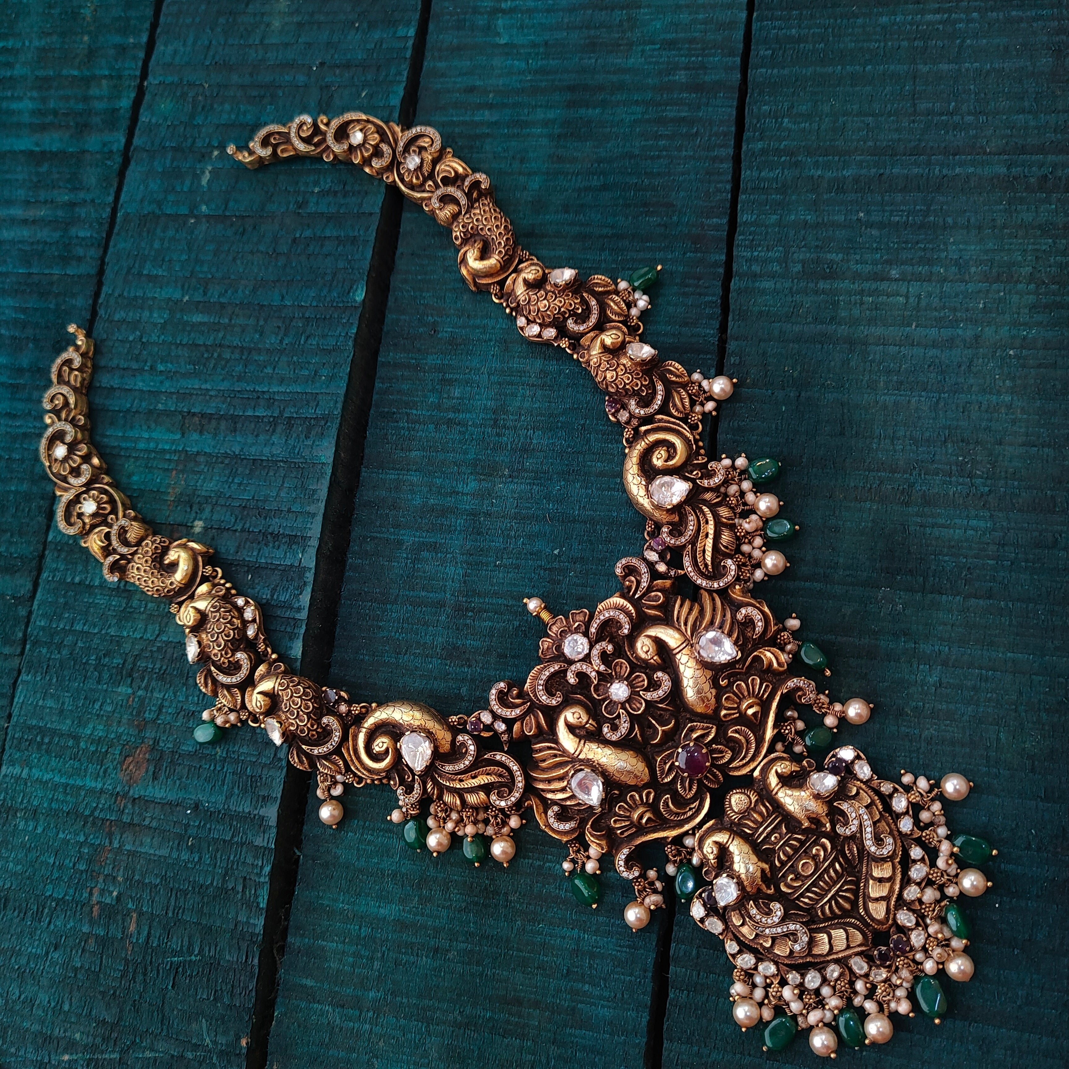 925 Silver Antique Peacock Haram -1431