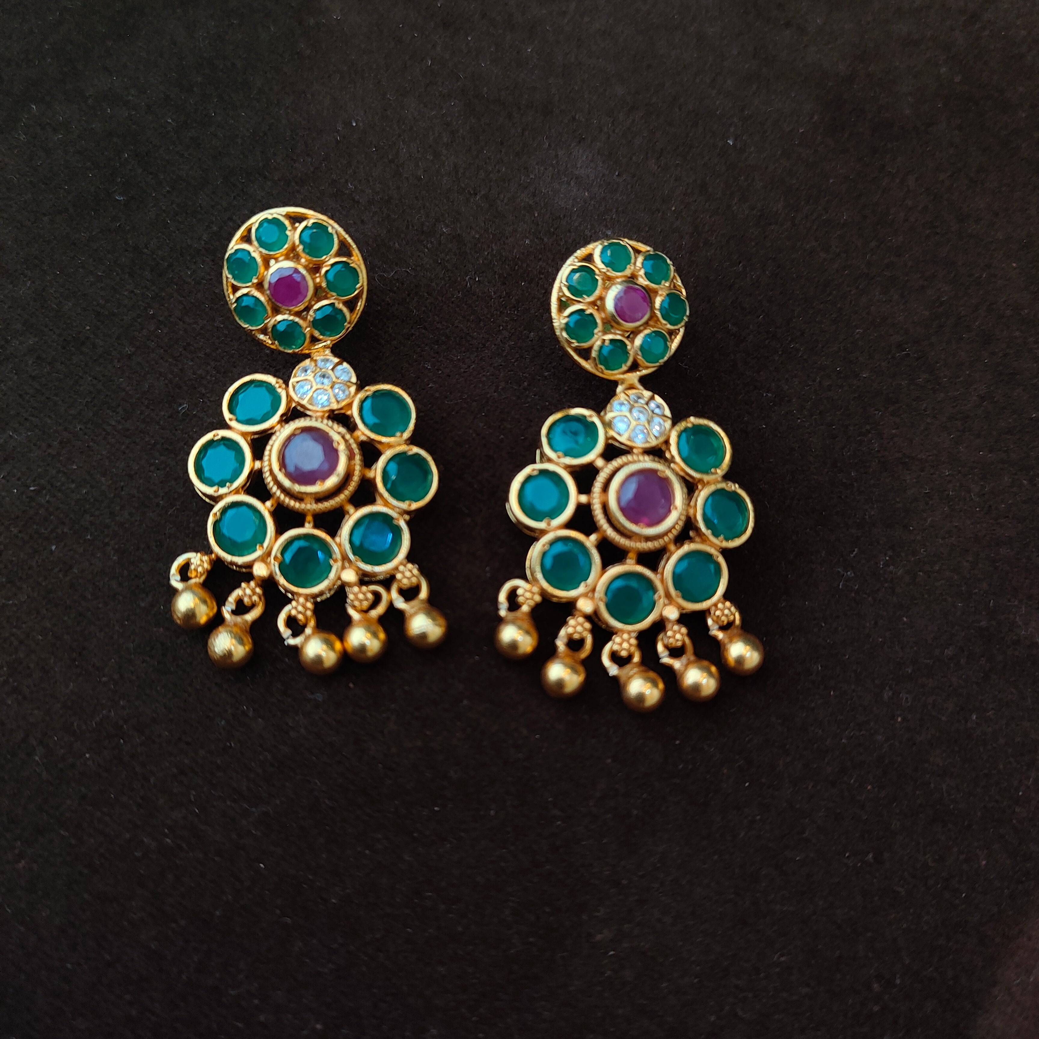 925 Silver Gold Plated Attigai Necklace set-1678