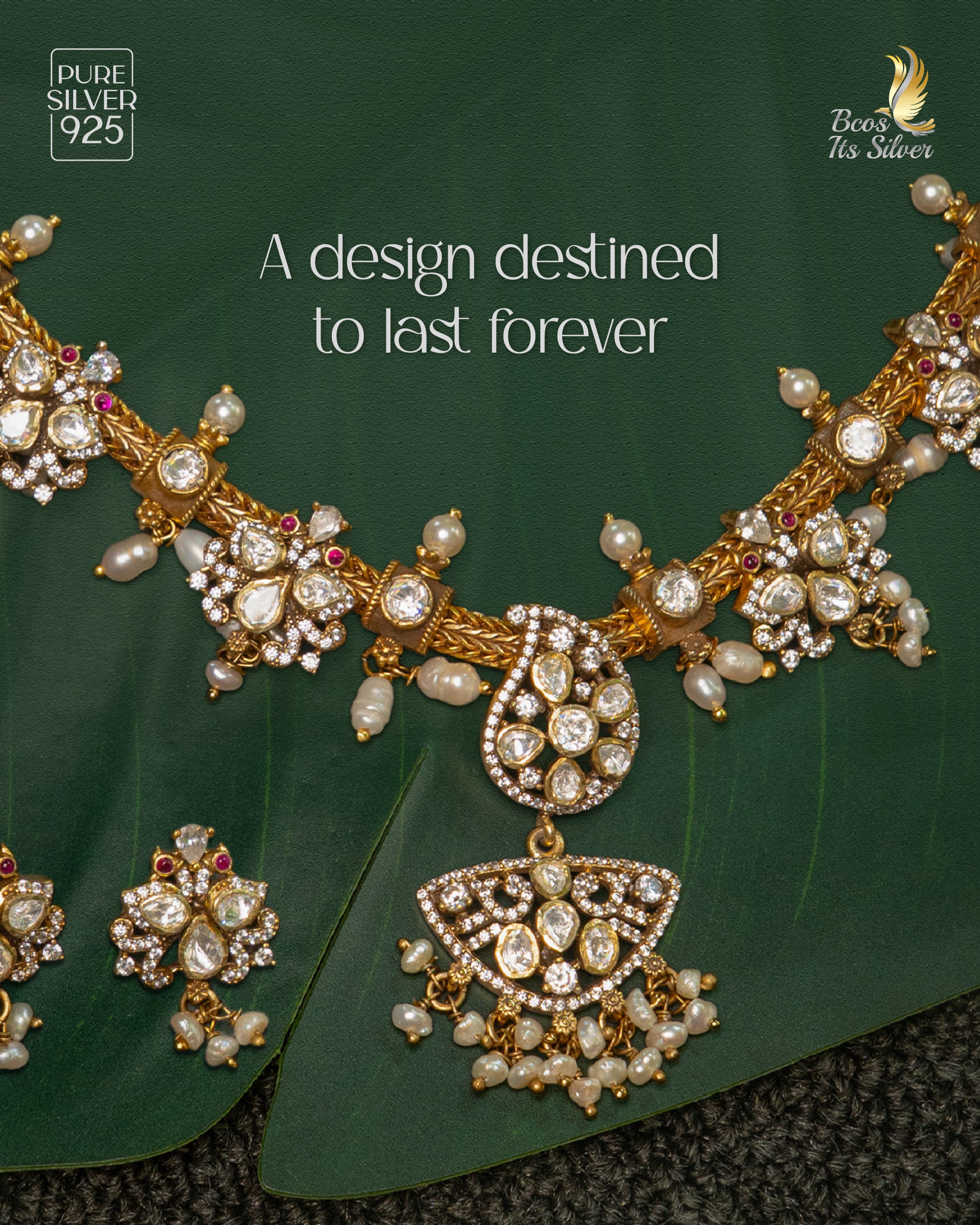 Pure 925 Silver Victorian Guttapusalu Necklace only - 5552