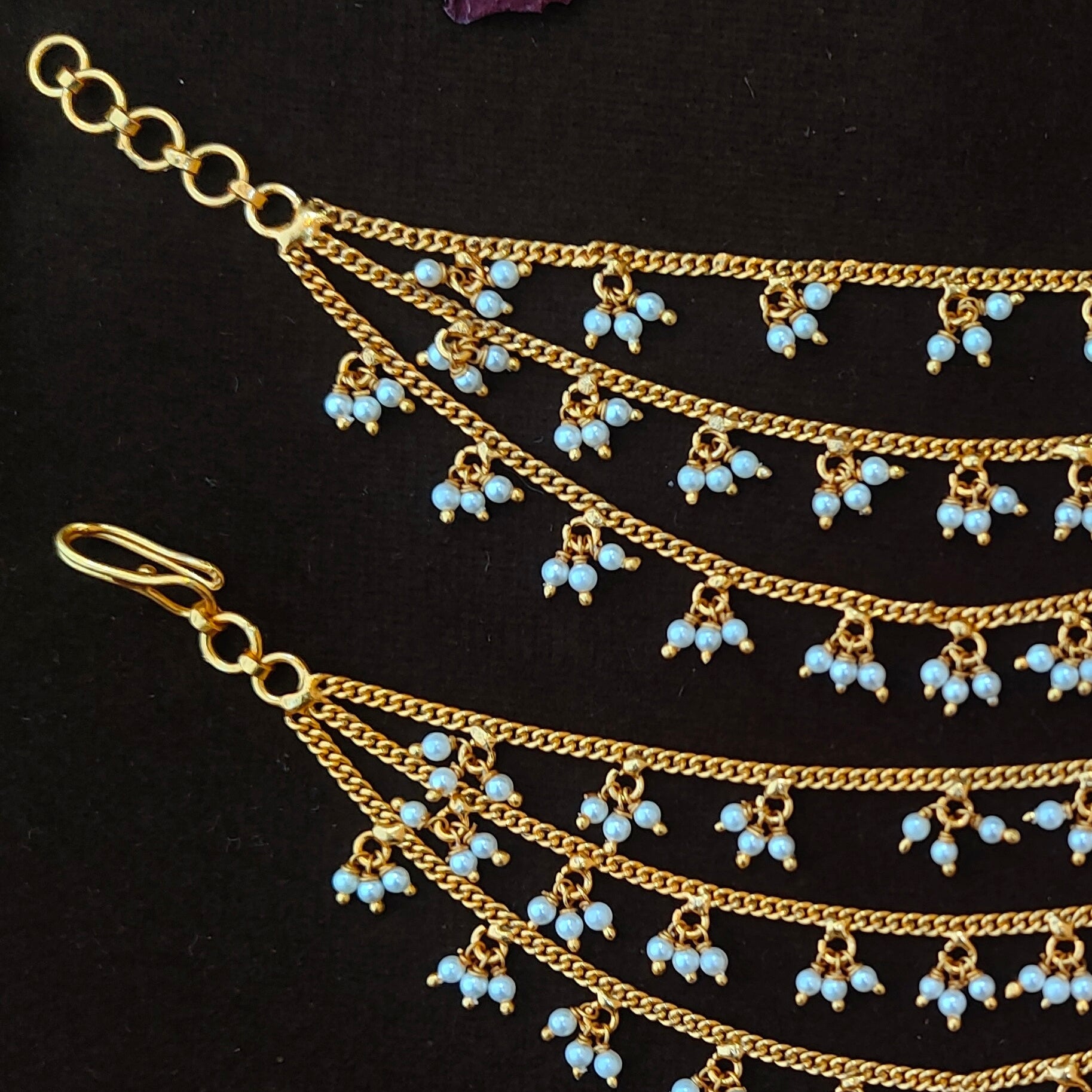 925 Silver Gold Plated Beads Earchain -1341