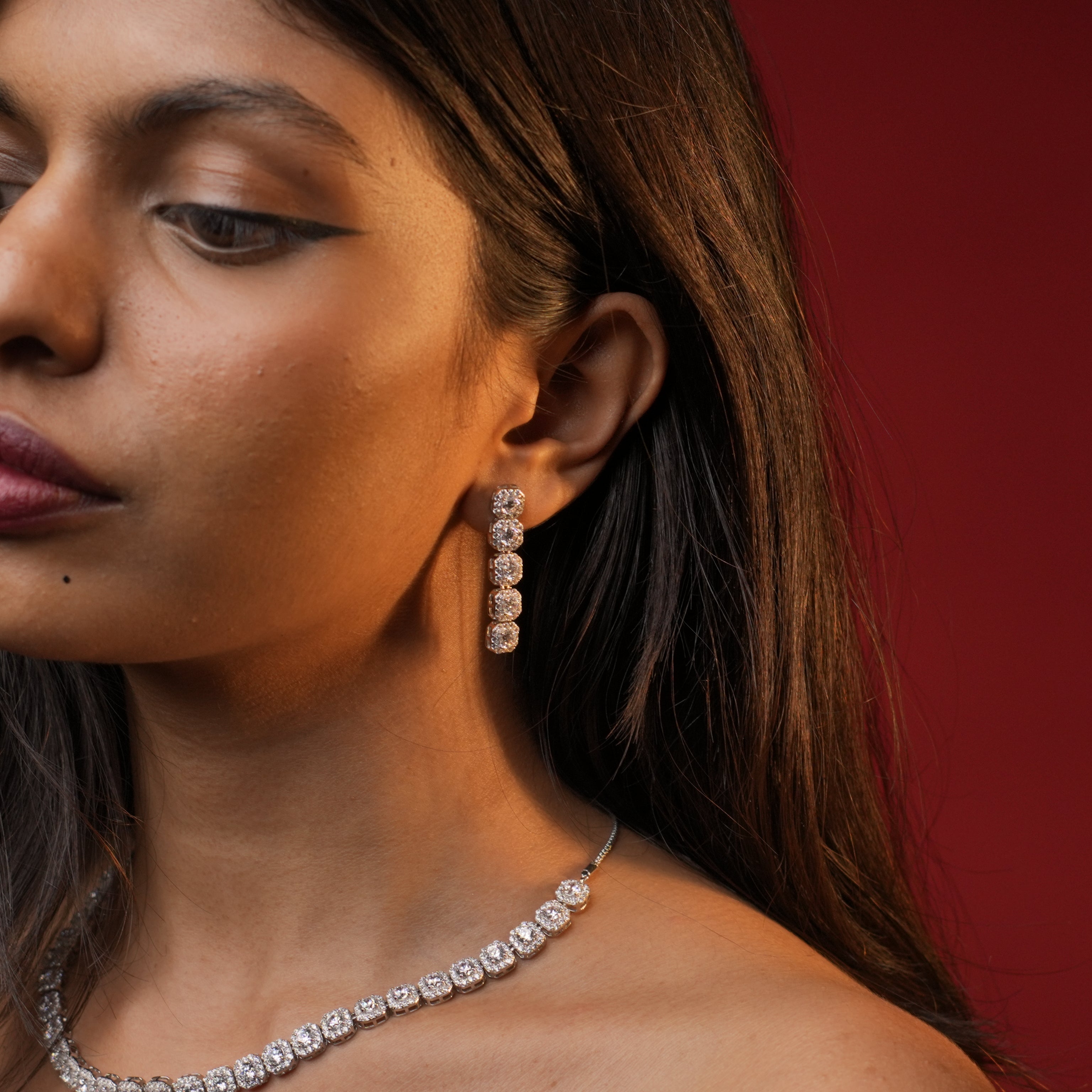 925 Silver CZ Necklace only-0663