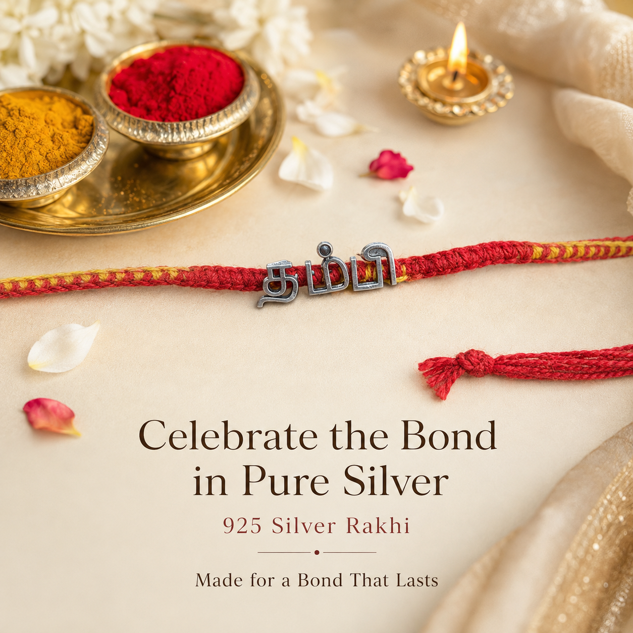 925 Silver Tamil Thambi Rakhi — 6385