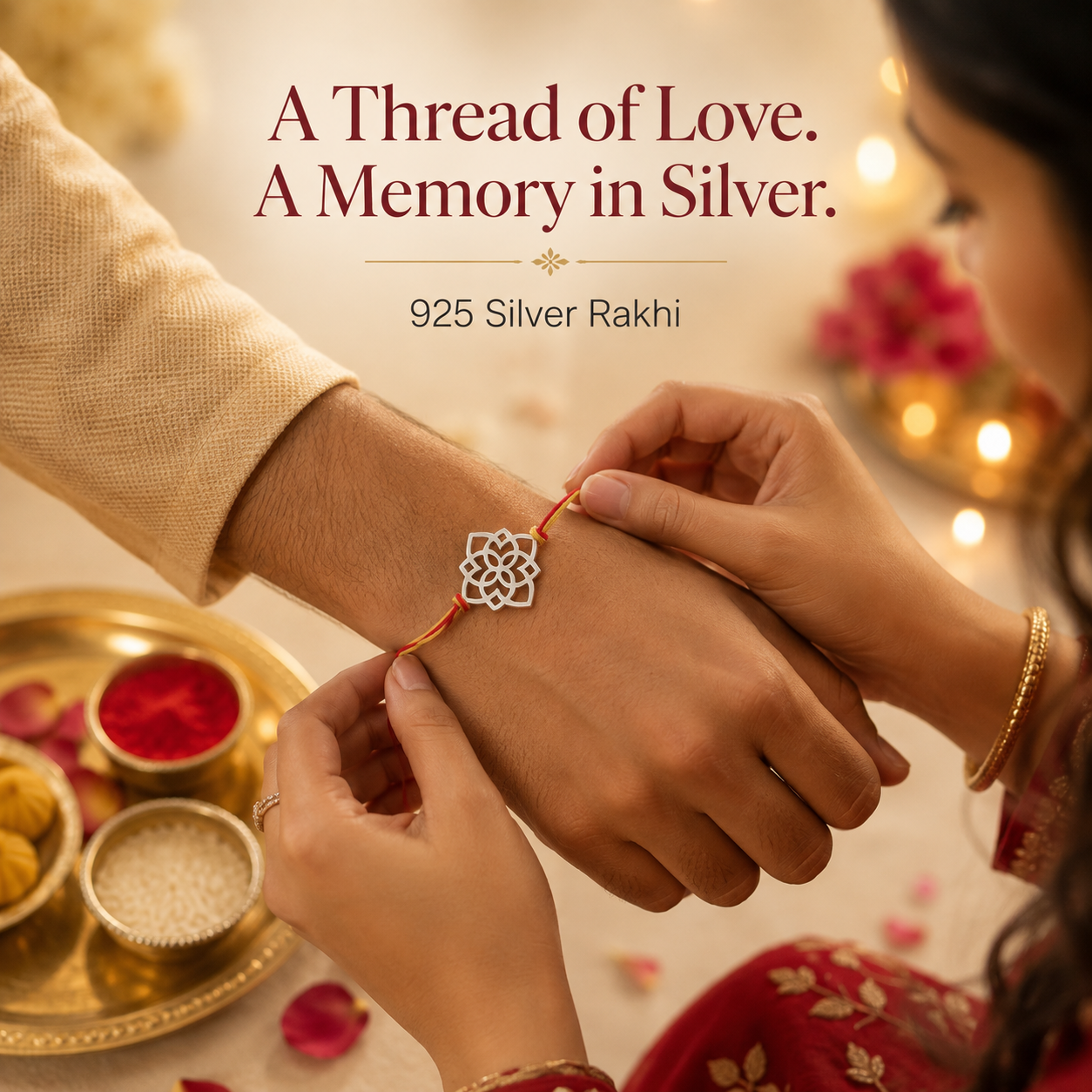 925 Silver Rangoli Rakhi — 6284