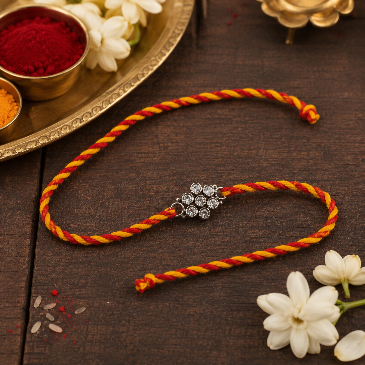 925 Silver Small Polki Rakhi — 3954