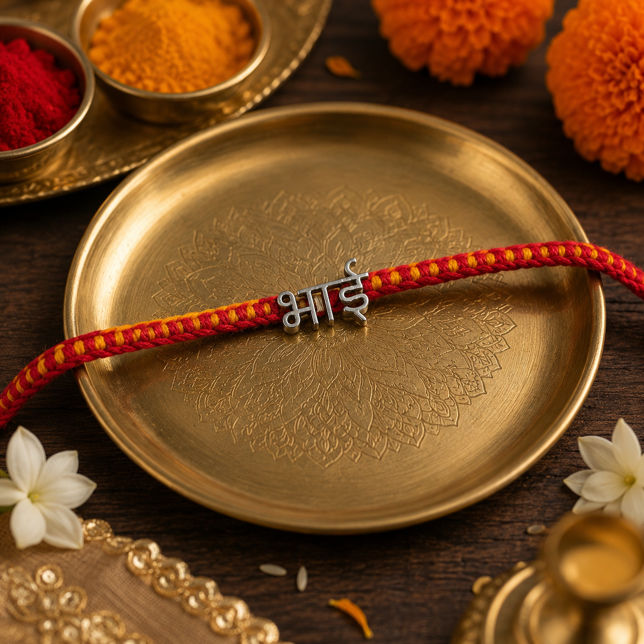 925 Silver Hindi Bhai Rakhi — 4101